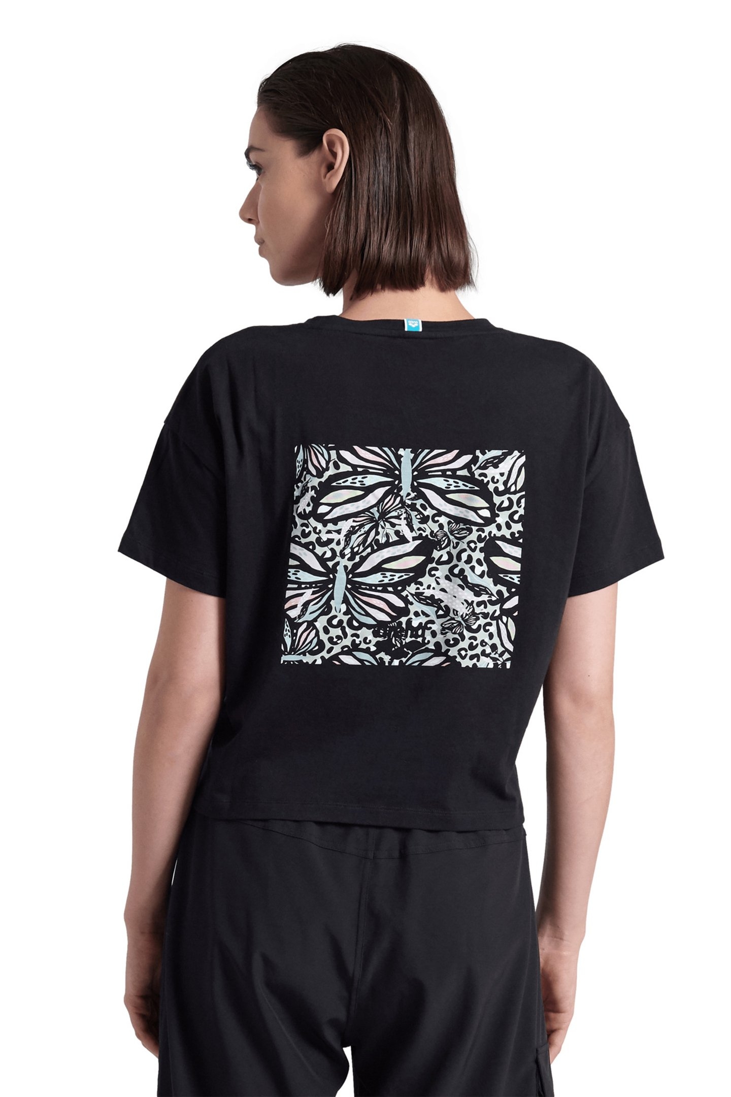 WOMEN'S ARENA CROP TEE PRINTED BLACK 2