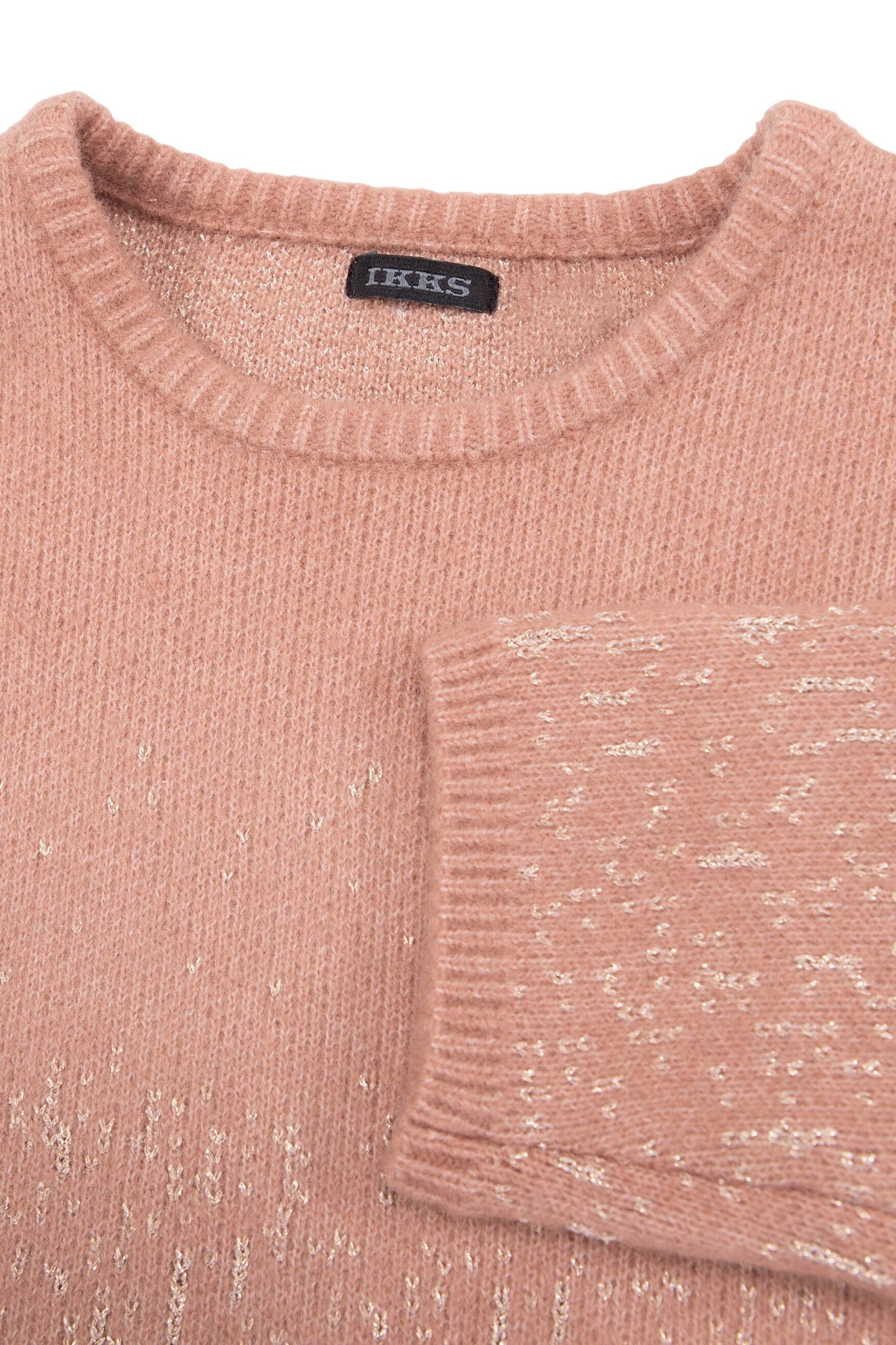 GIRL'S PINK JACQUARD LUREX SWEATER DRESS 6