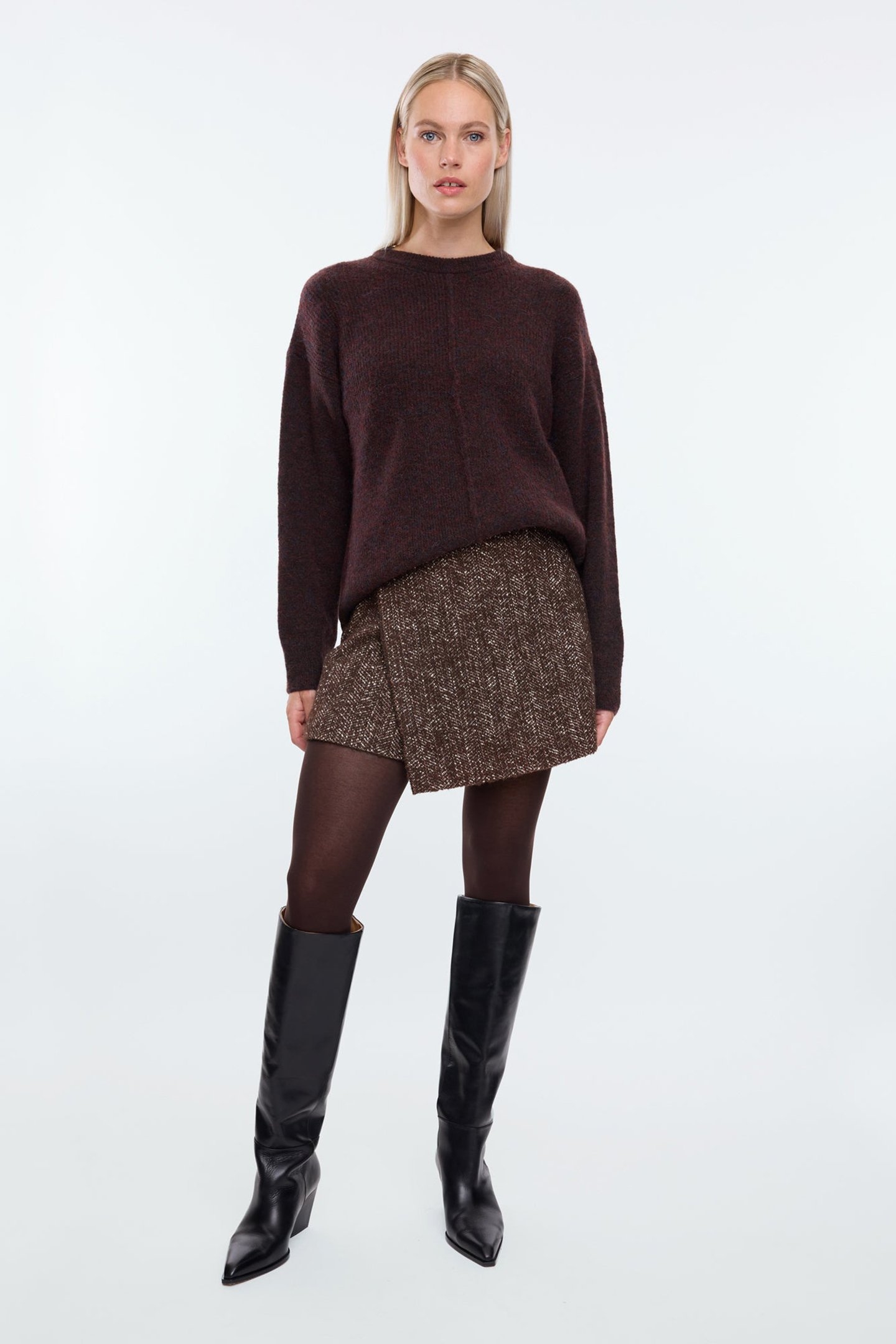 SHORT METALLIC BOUCLE SKORT EAGLE BROWN 2