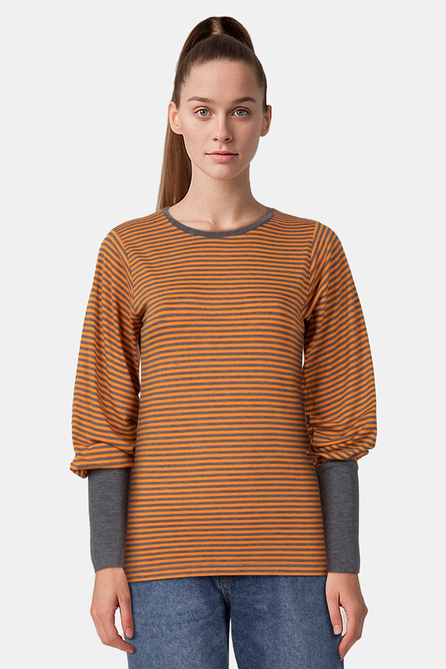 ROUND NECK TOP FINE STRIPE REDS 1