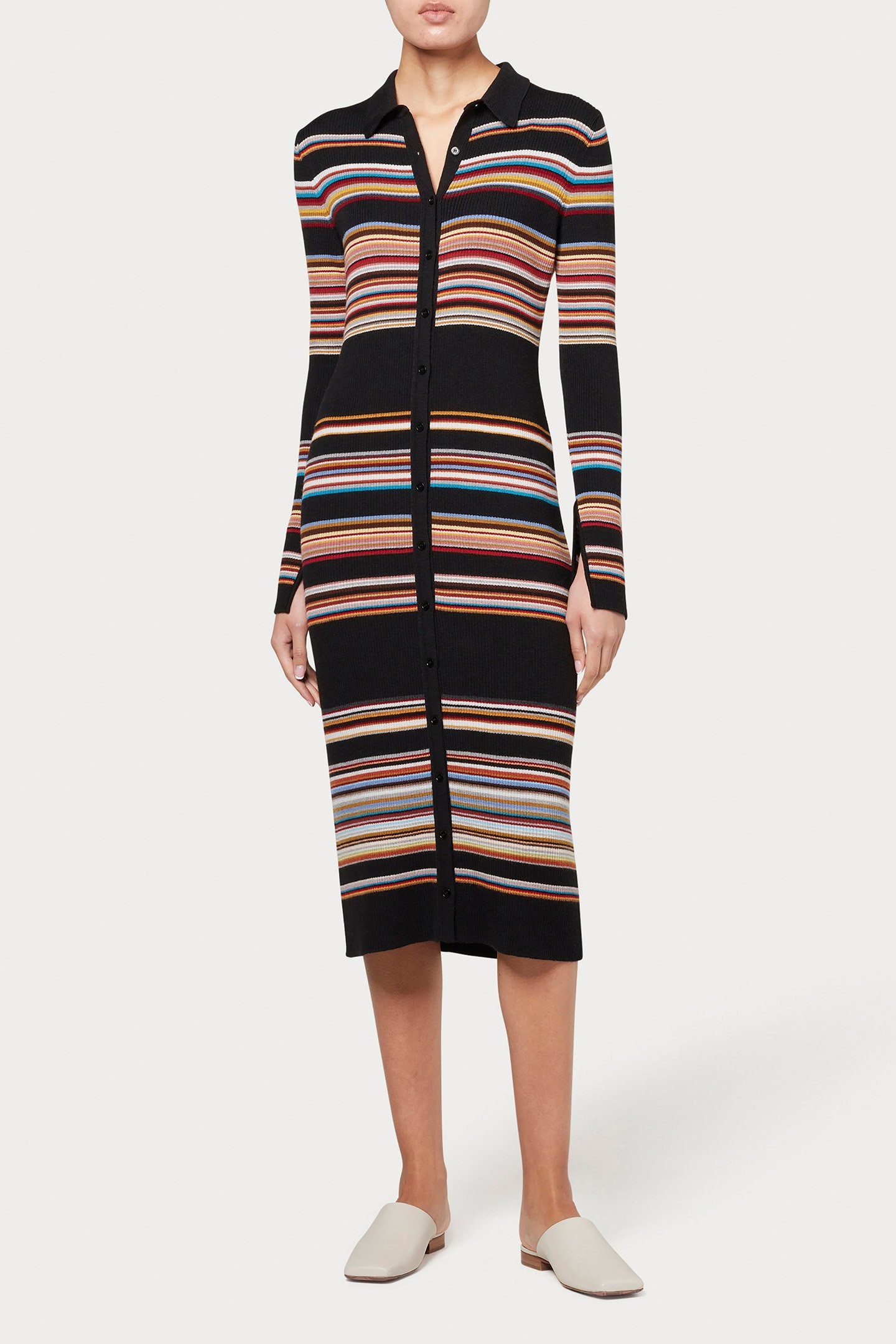 WOMENS KNITTED LONGLINE CARDIGAN BLACK 1