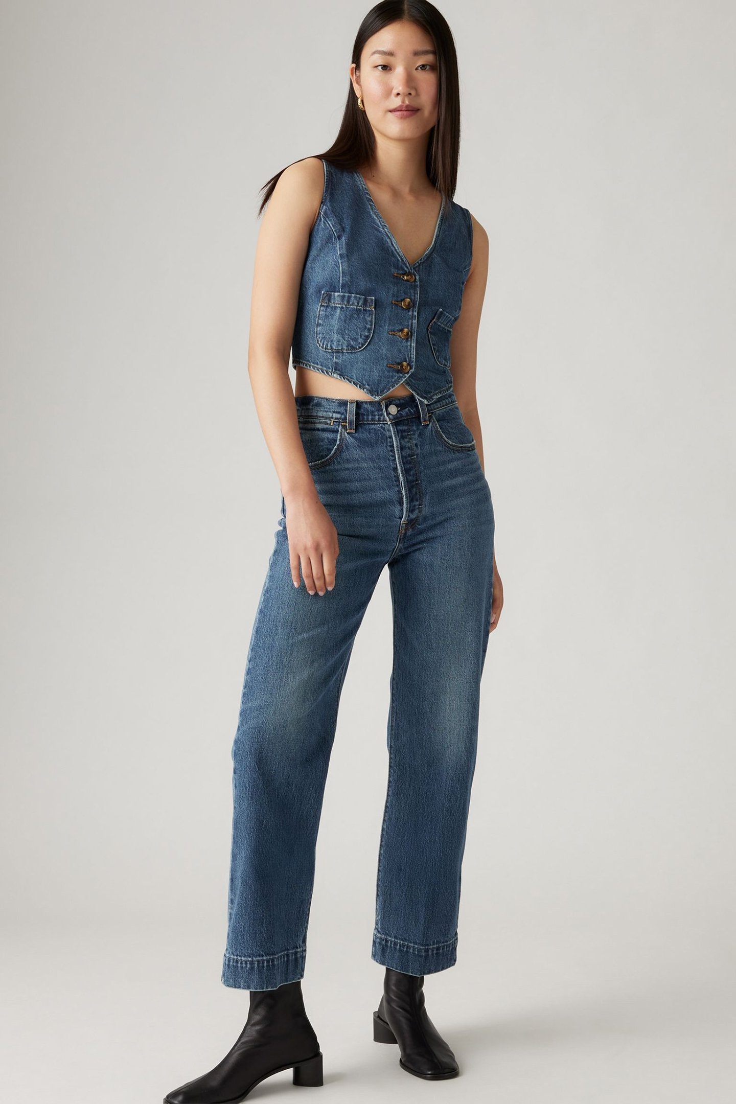 RIBCAGE STRAIGHT JEAN WITH TAILORED ANKLE IN BLUE 6