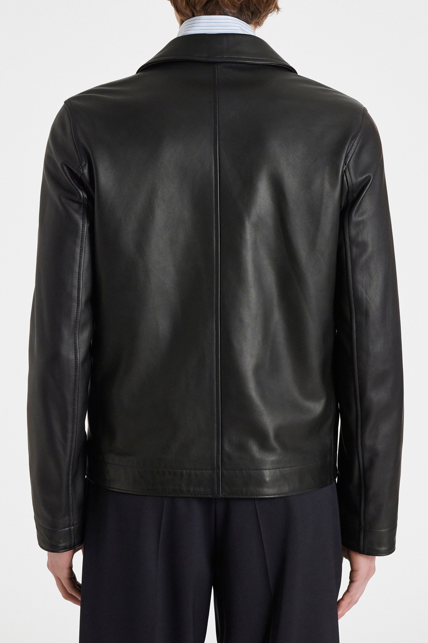 LEATHER ZIP FRONT JACKET BLACK 2
