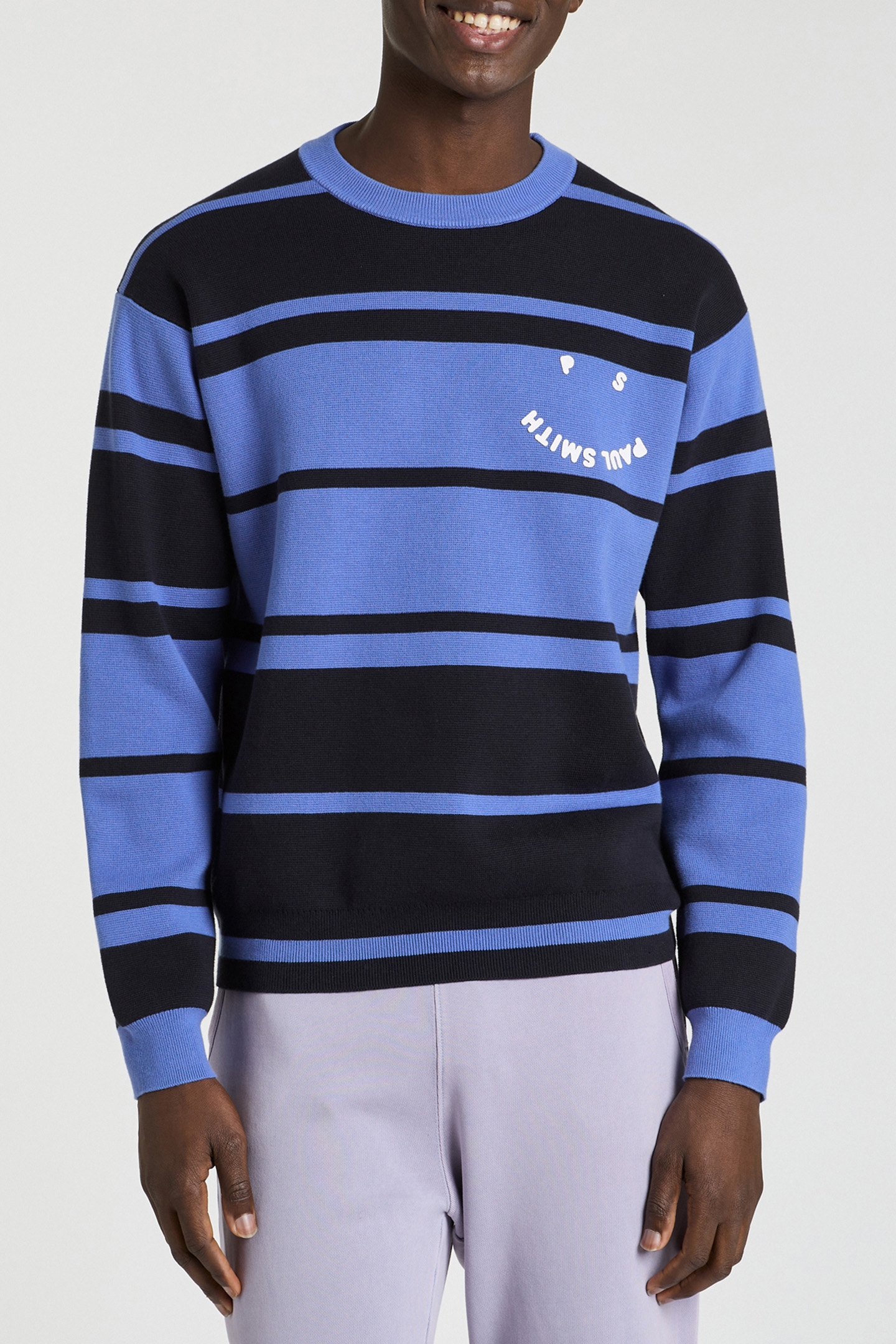 MENS PULLOVER CREW NECK HAPPY PETROL BLUE 1