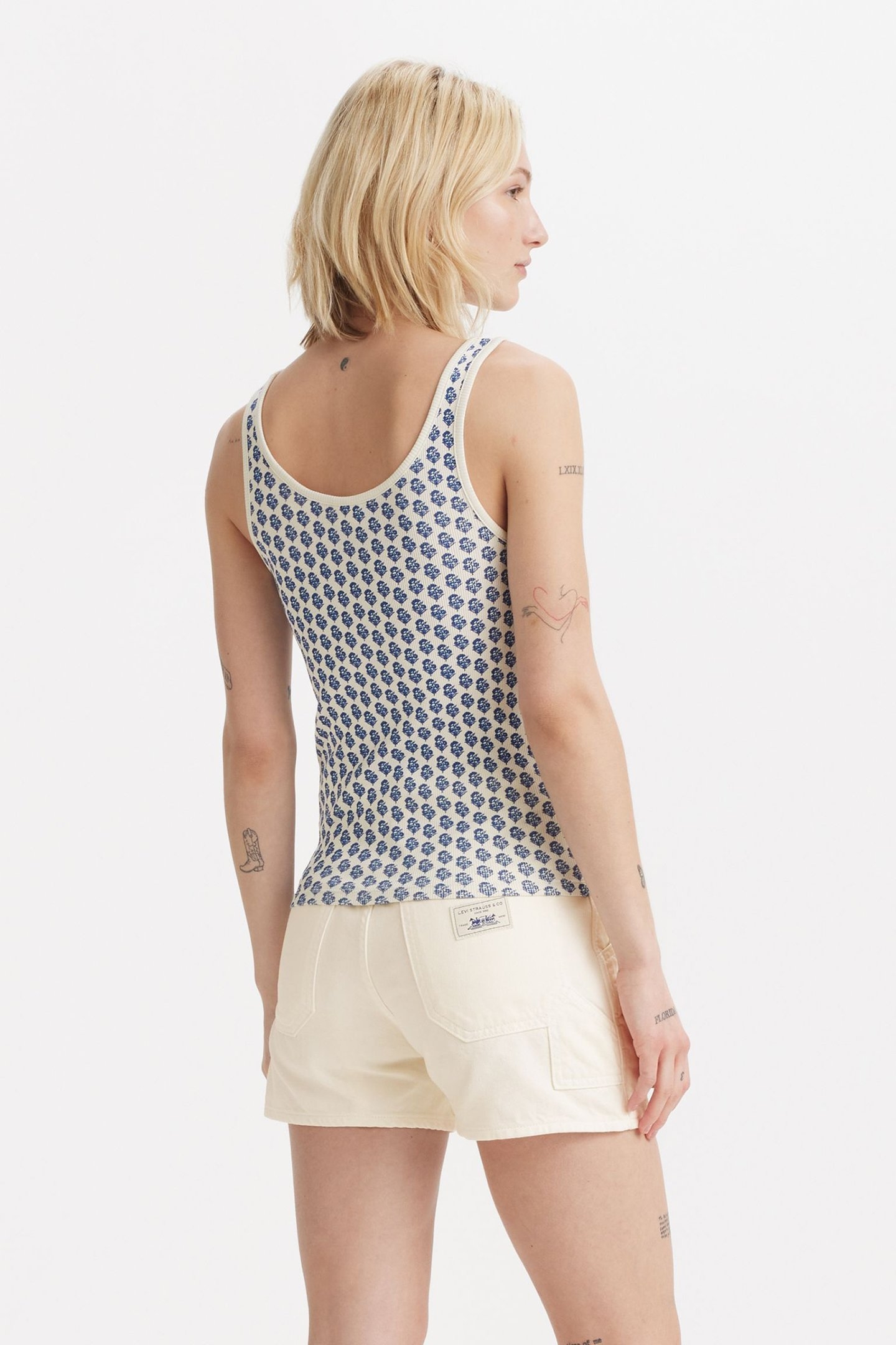 ESSENTIAL RIB TANK ADITI BLOCK PRINT EGRET 2