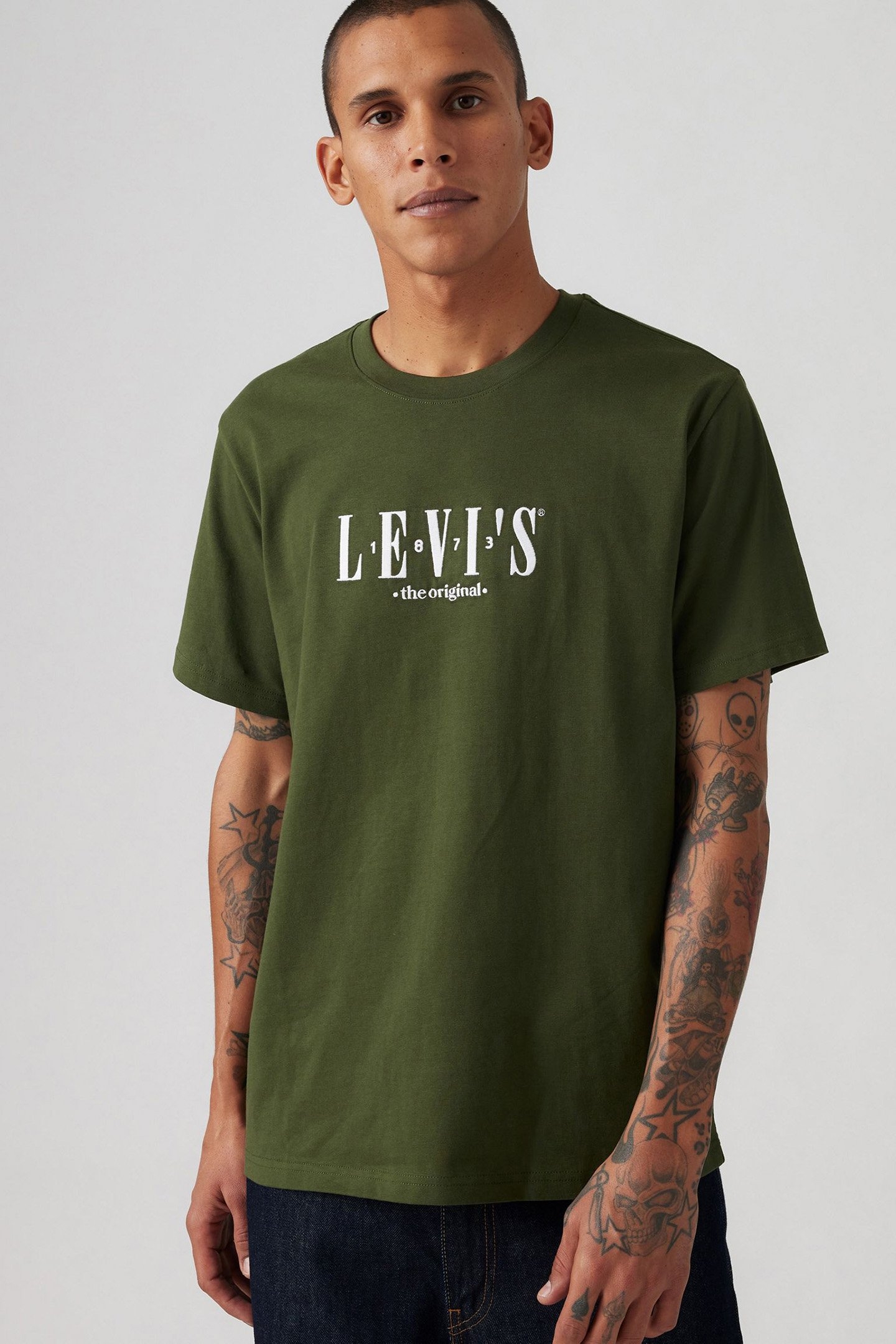 SS RELAXED FIT TEE SERIF LOGO KOMBU GREEN 5