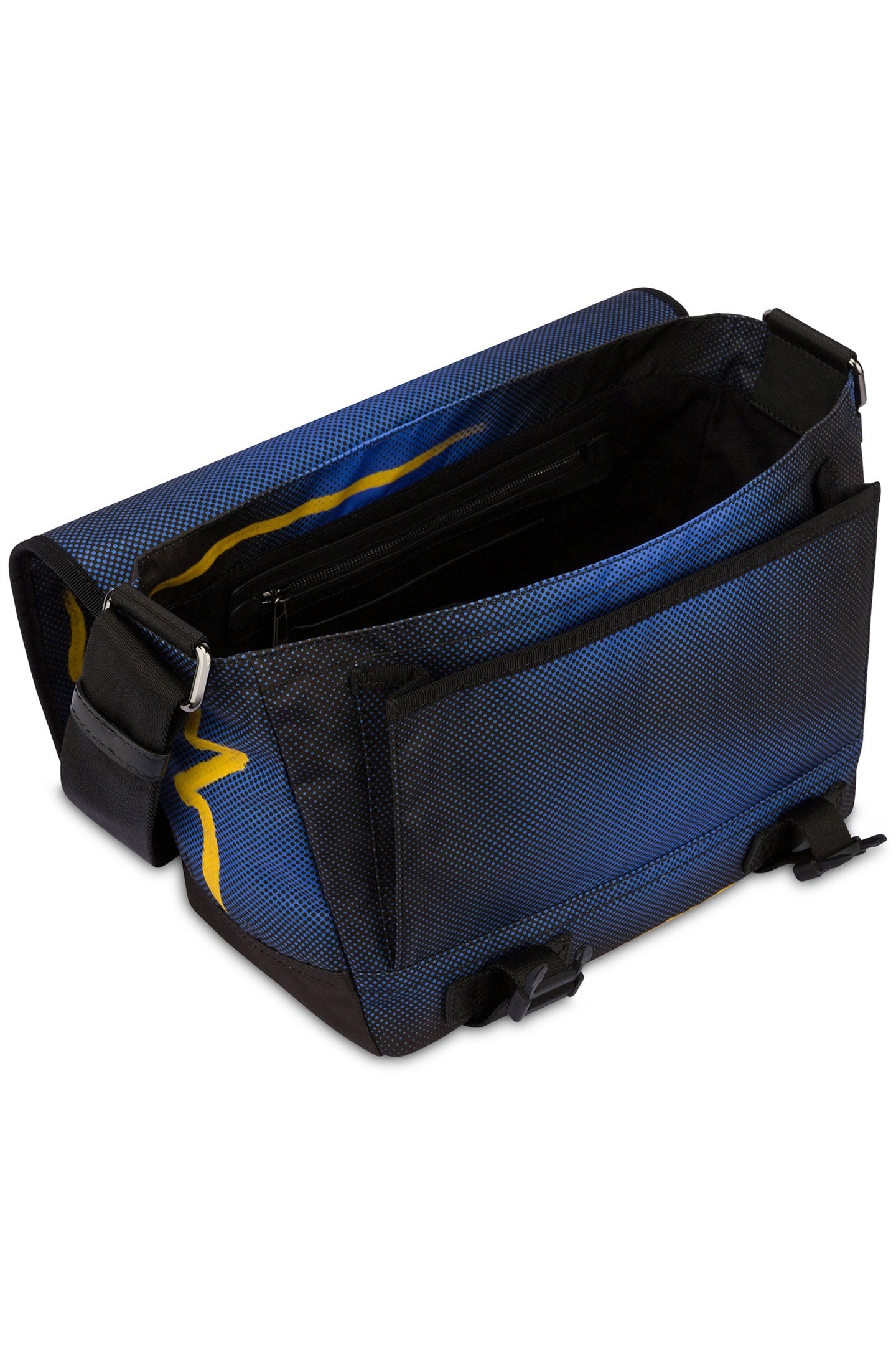 SHADOWS & SQUIGGLES NYLON MESSENGER BAG BLUE 3