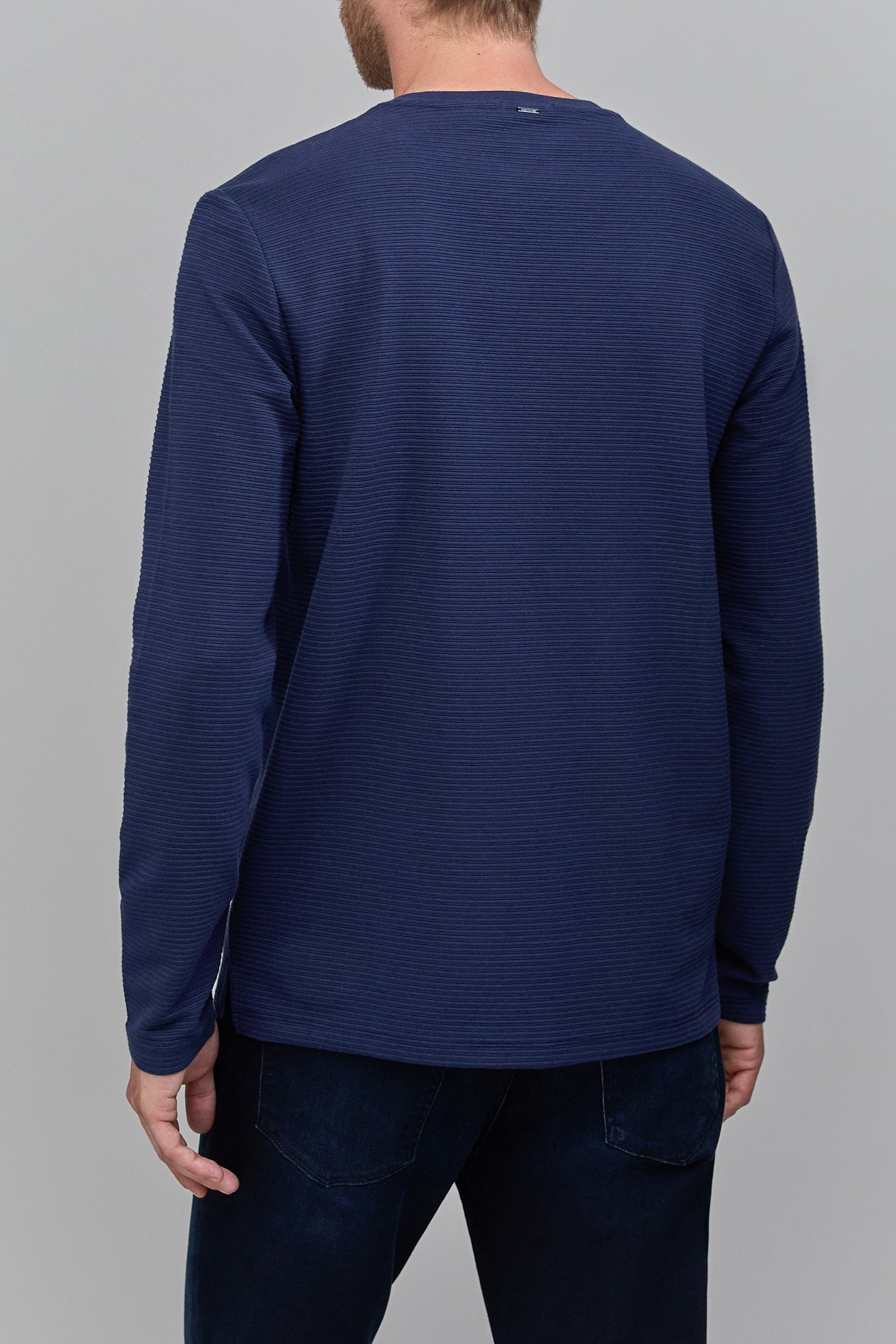 INDIGO LONG-SLEEVE T-SHIRT WITH TEXTURED STRIPES 2