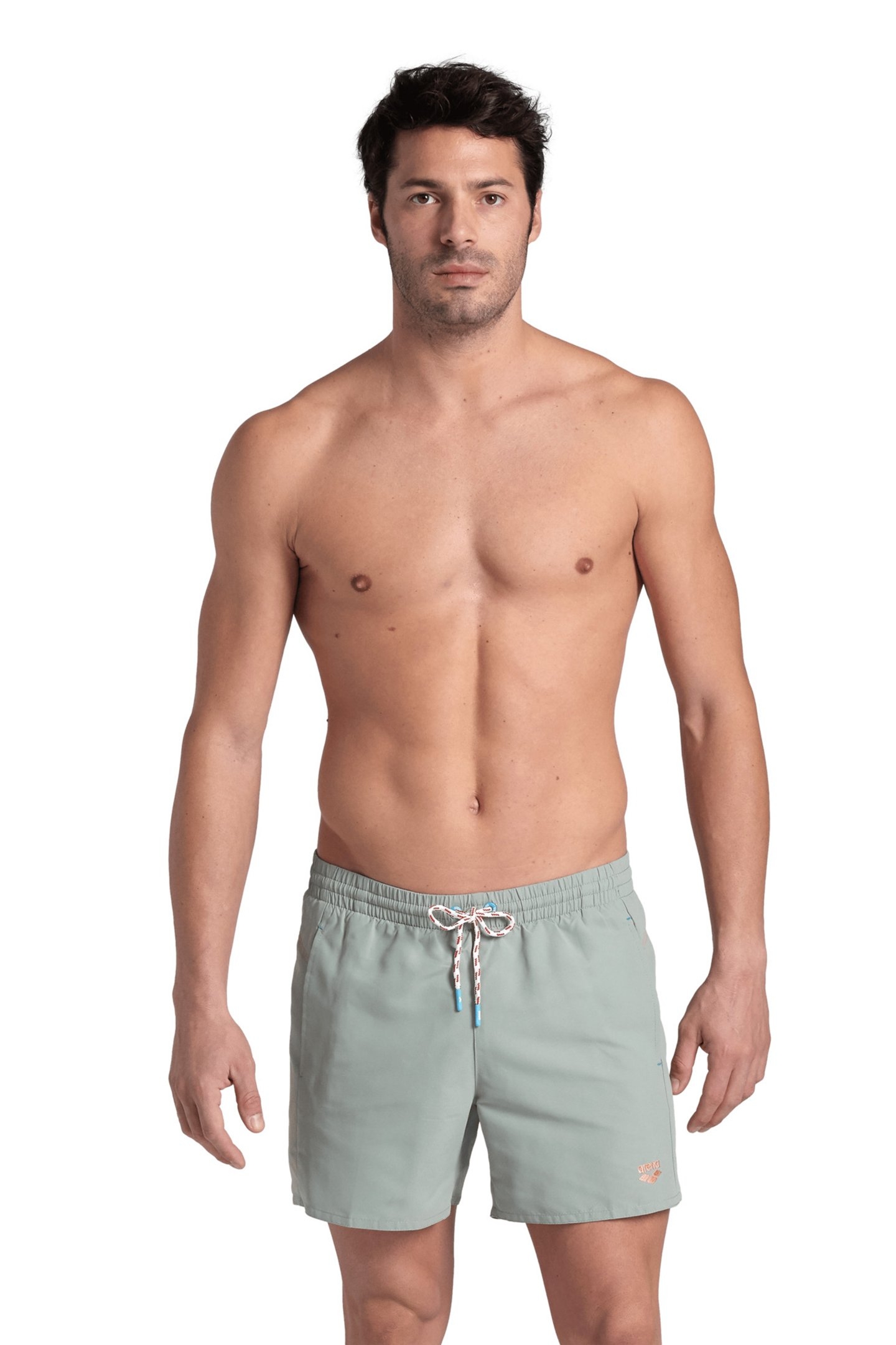 MEN'S ARENA PRO_FILE BEACH SHORT LOGO JADE-SALMON PINK 1