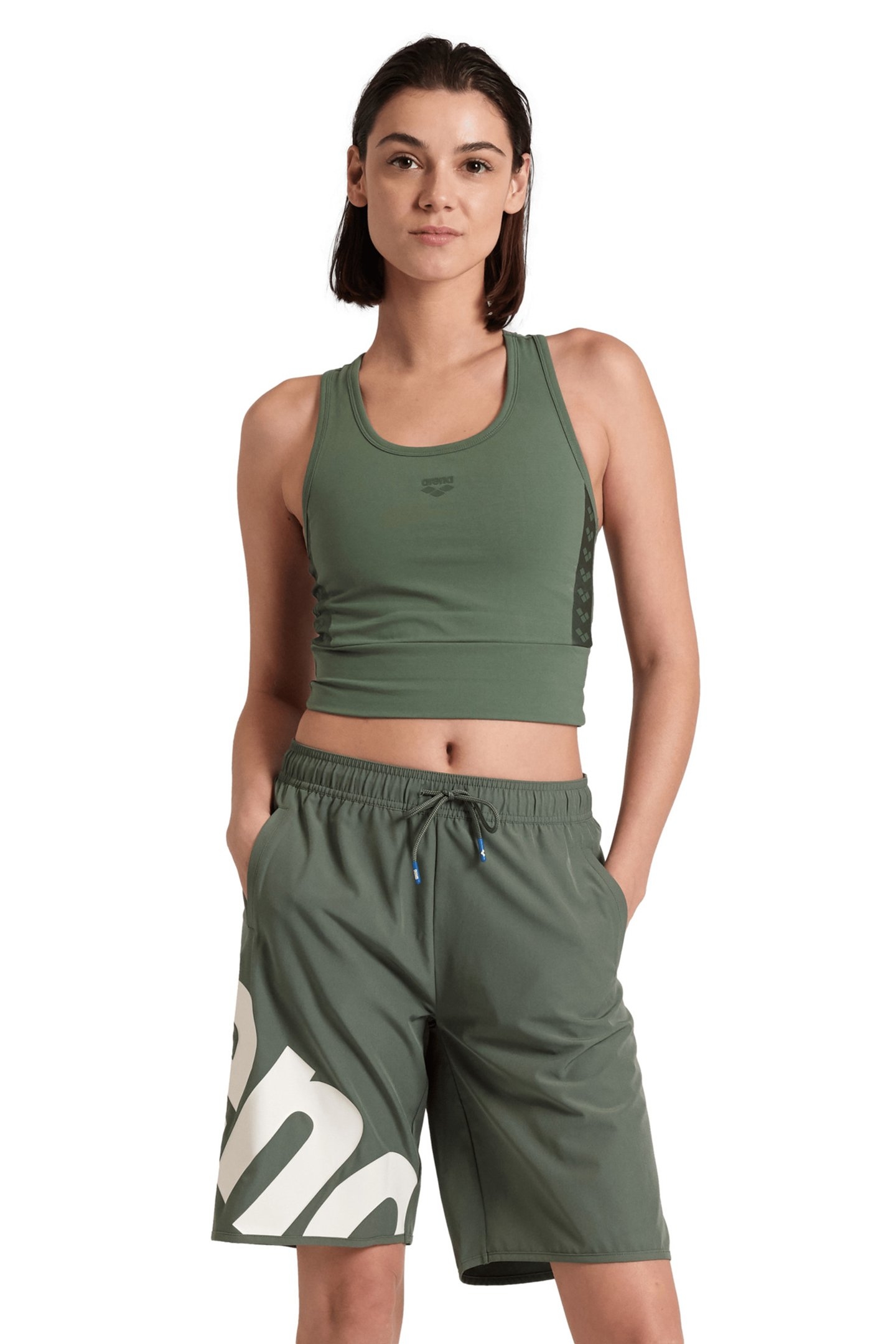 WOMEN'S ARENA LOGO BERMUDA SAGE-WHITE 1