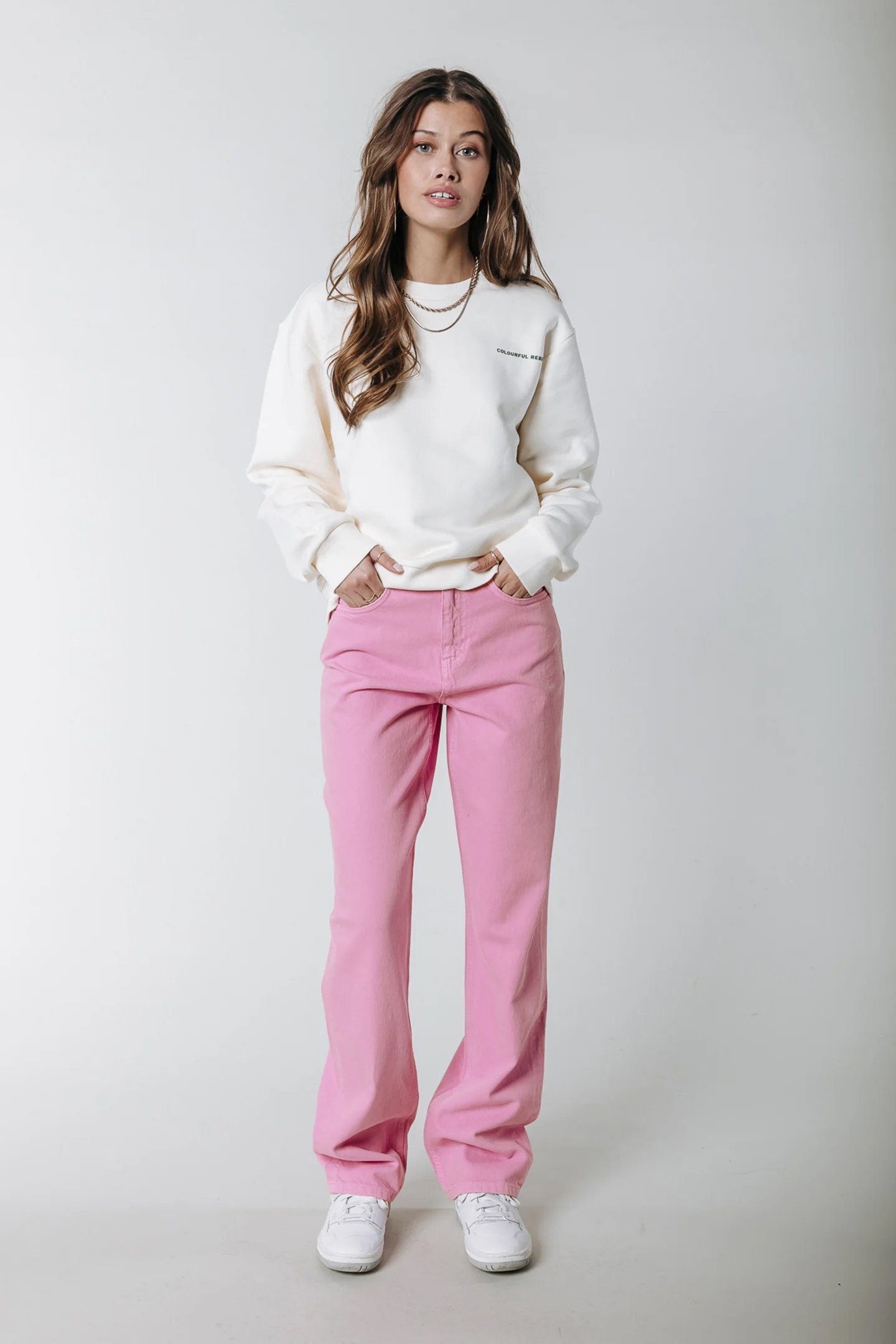 JONES MID RISE STRAIGHT LEG PANTS LIGHT BRIGHT PINK 1