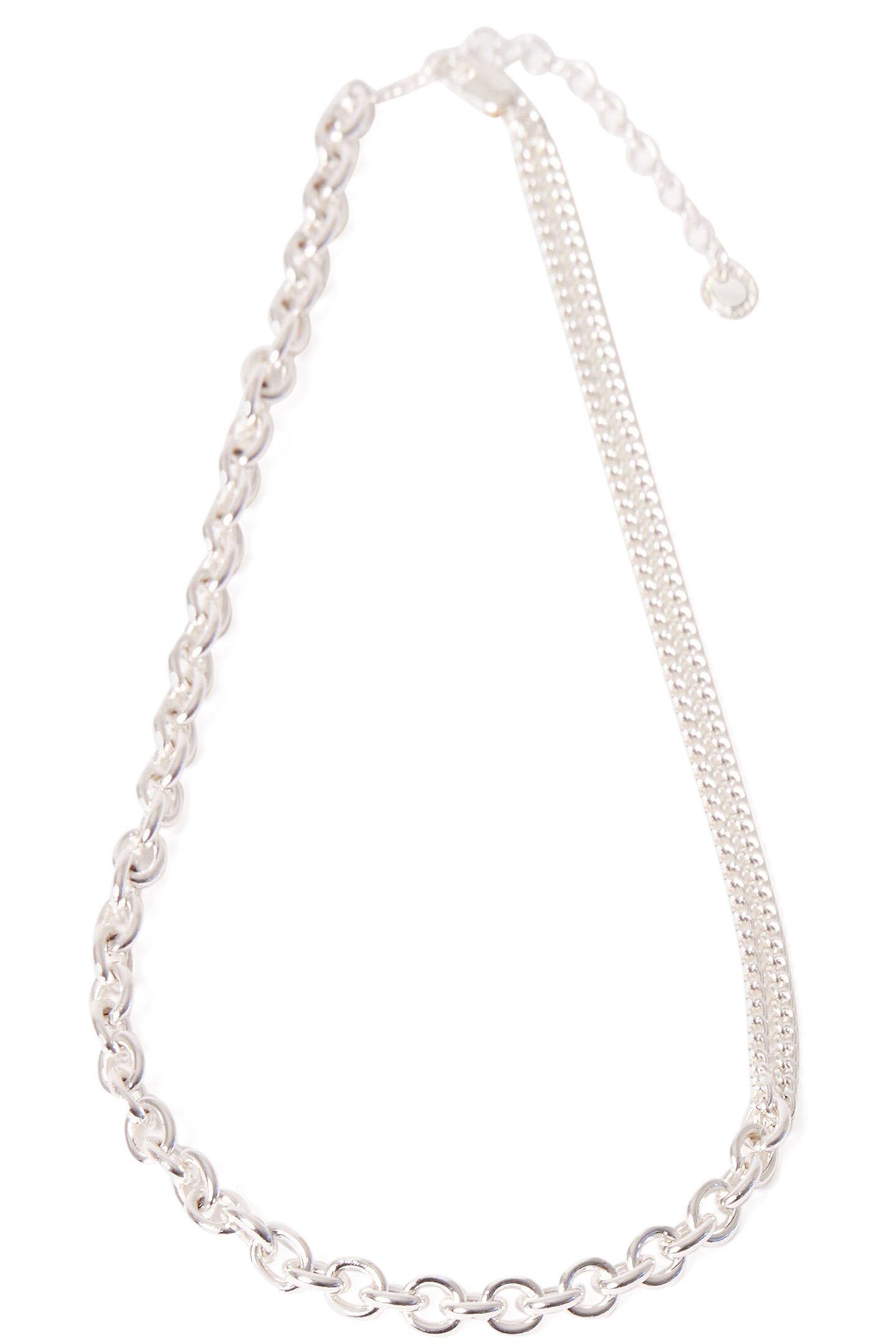MIXED CHUNKY CHAIN NECKLACE SILVER 1