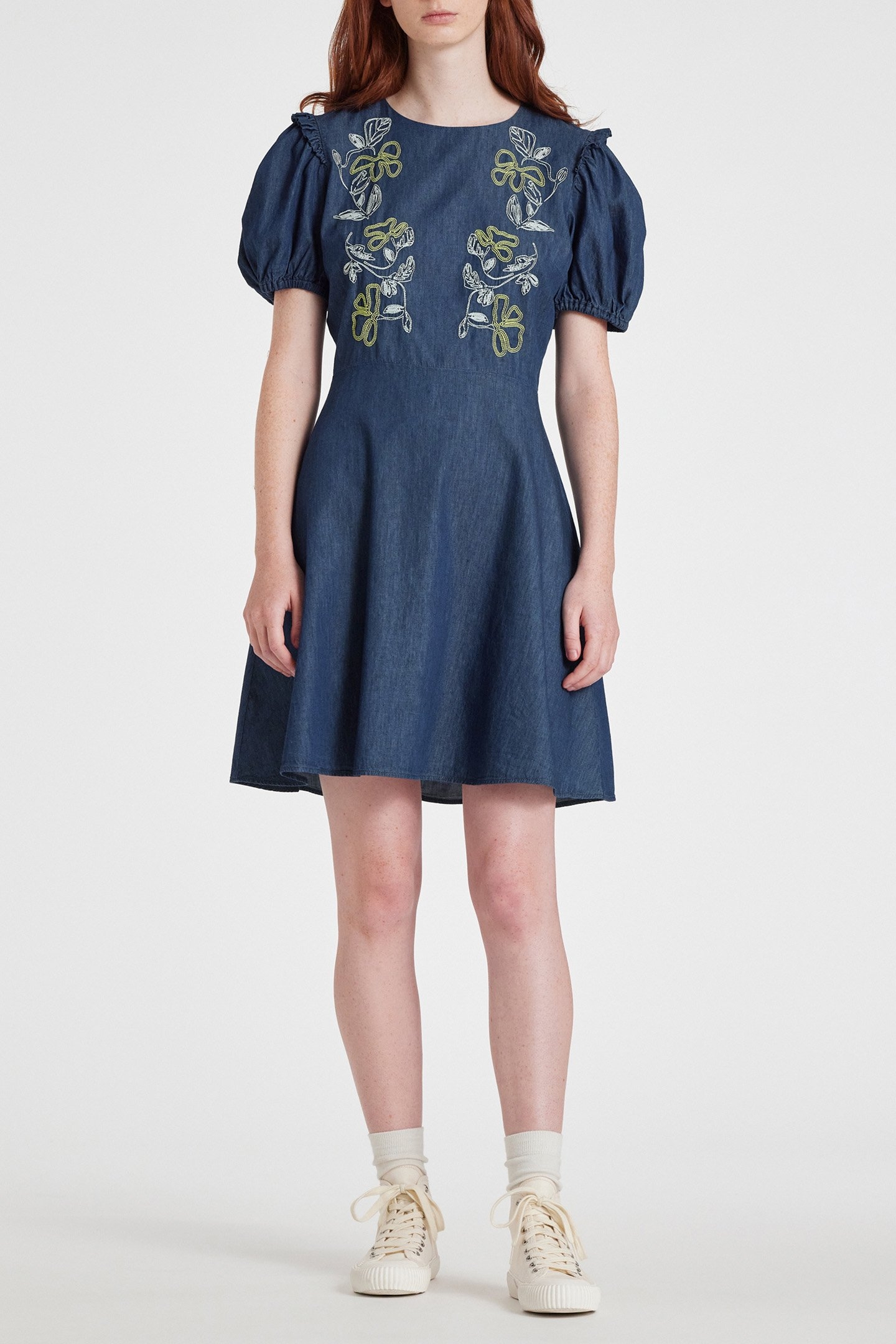 WOMENS EMBROIDERED DRESS NAVY 3
