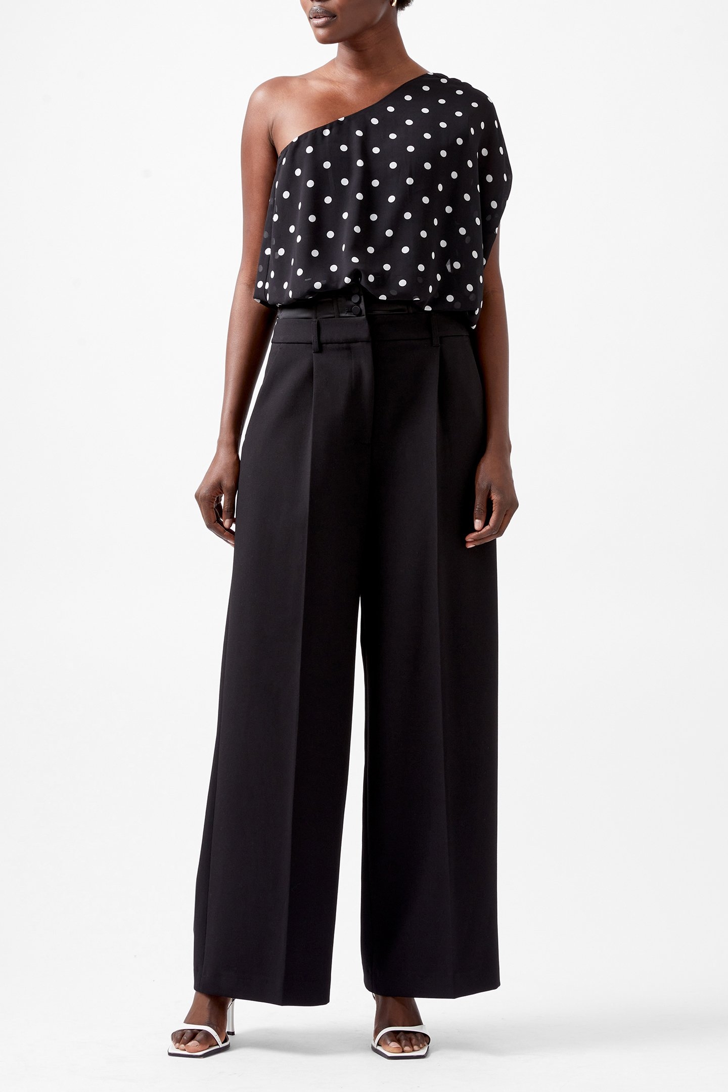 XIA PONTE CHIFFON BODYSUIT BLACK/WHITE 2