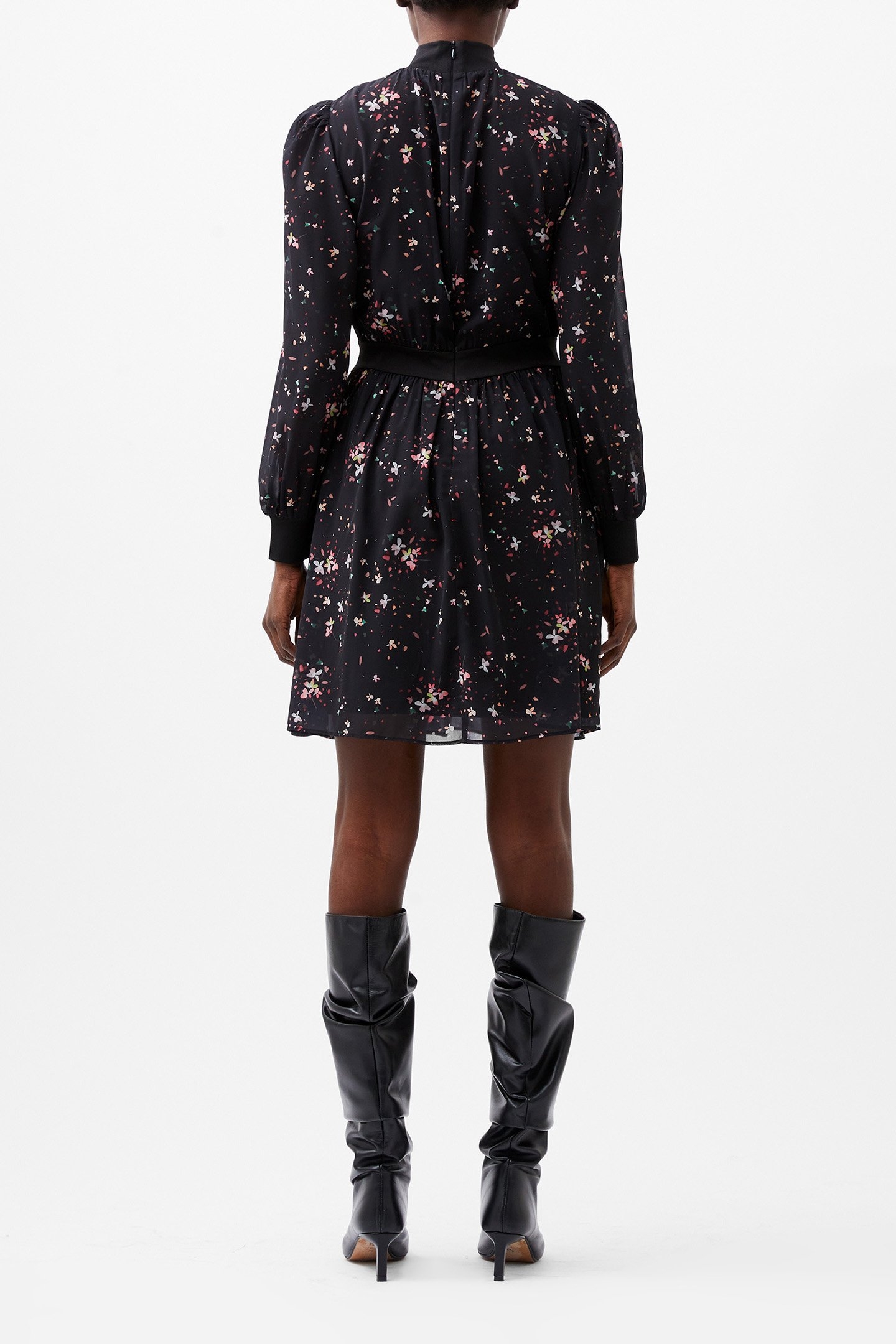 CARINA GEORGETTE HIGH NECK DRS BLACKOUT MULTI 2