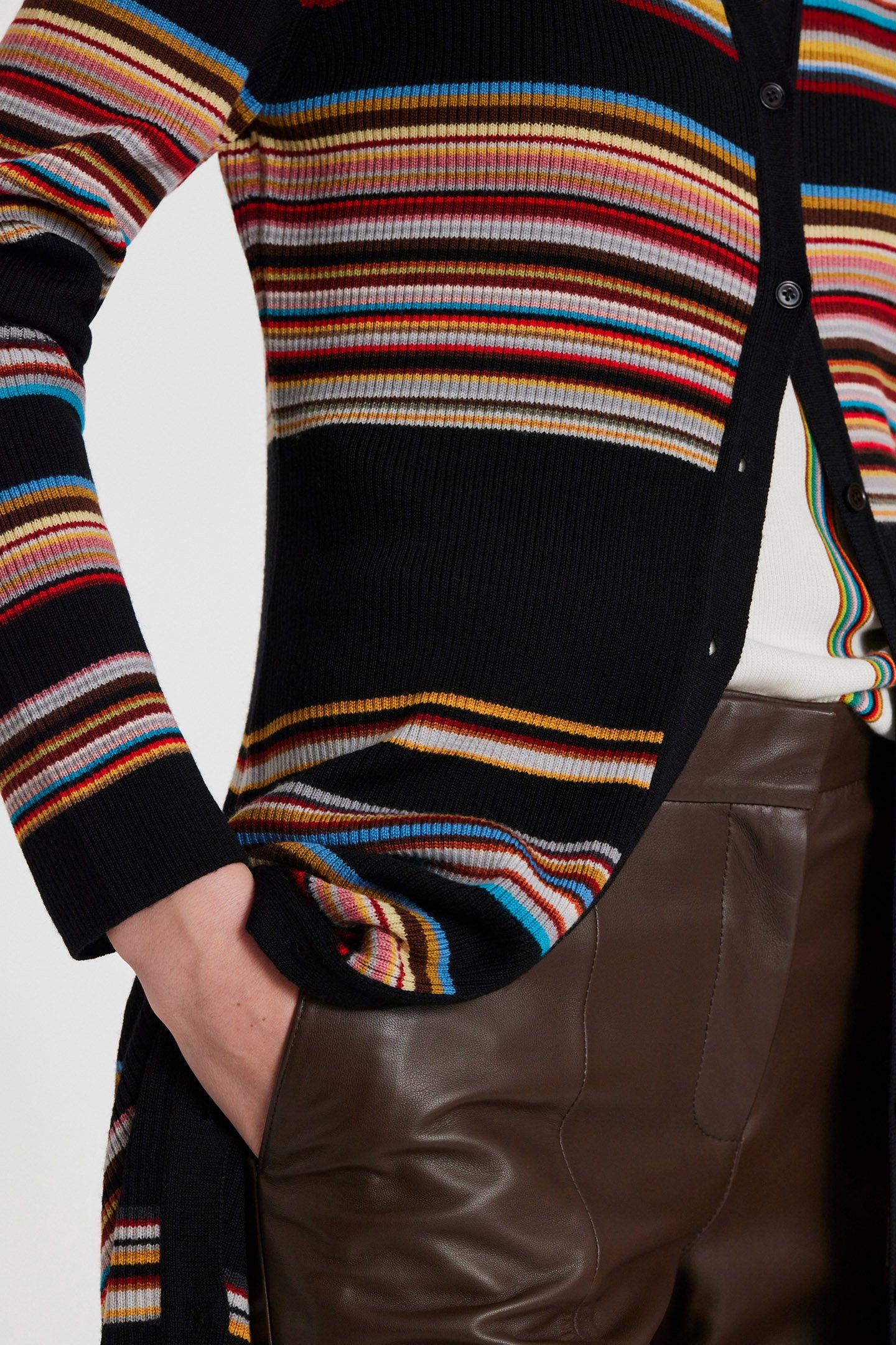 WOMENS KNITTED LONGLINE CARDIGAN BLACK 4