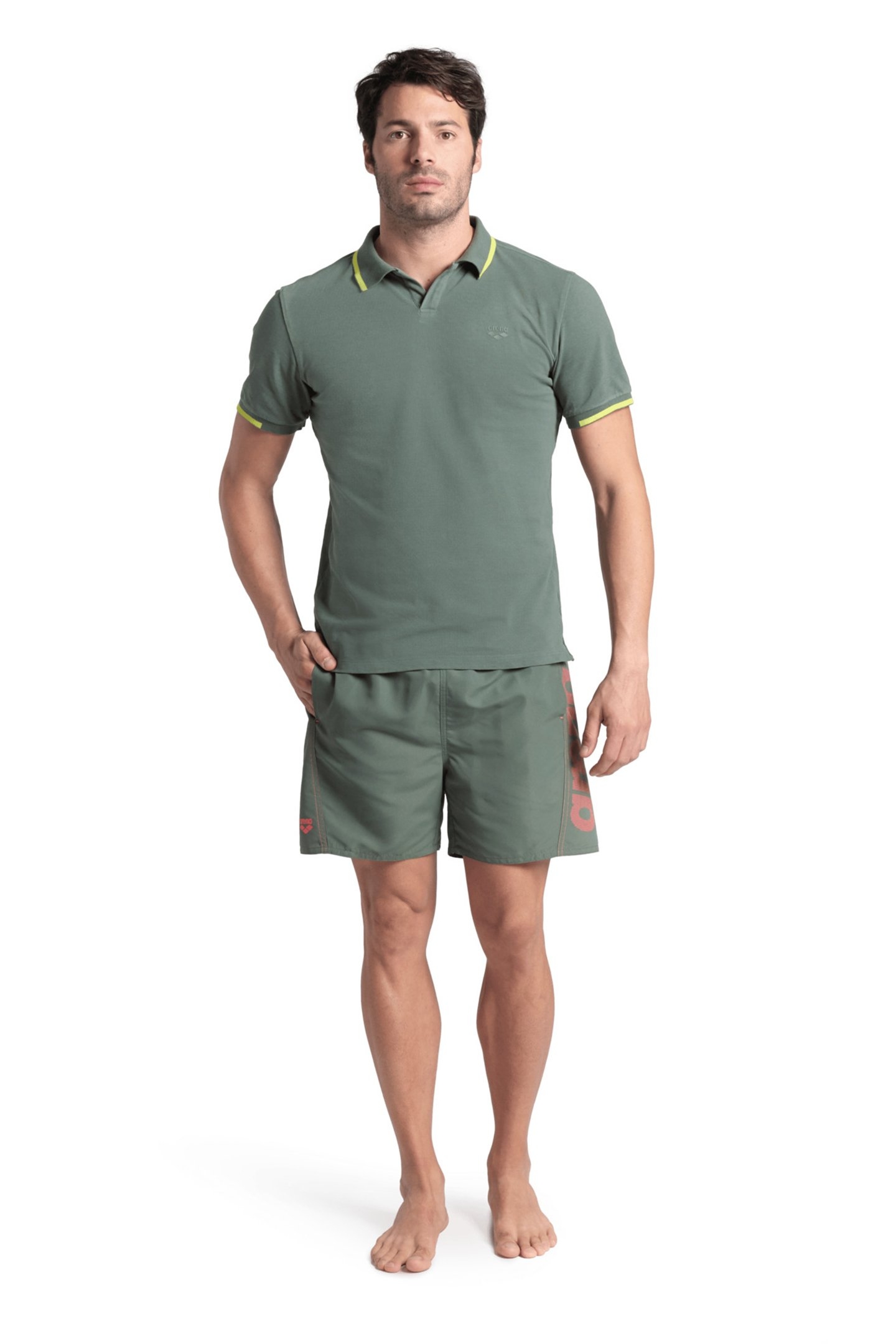 MEN'S POLOSHIRT ARENA TRIM COTTON PIQUET SAGE-SOFT GREEN 3
