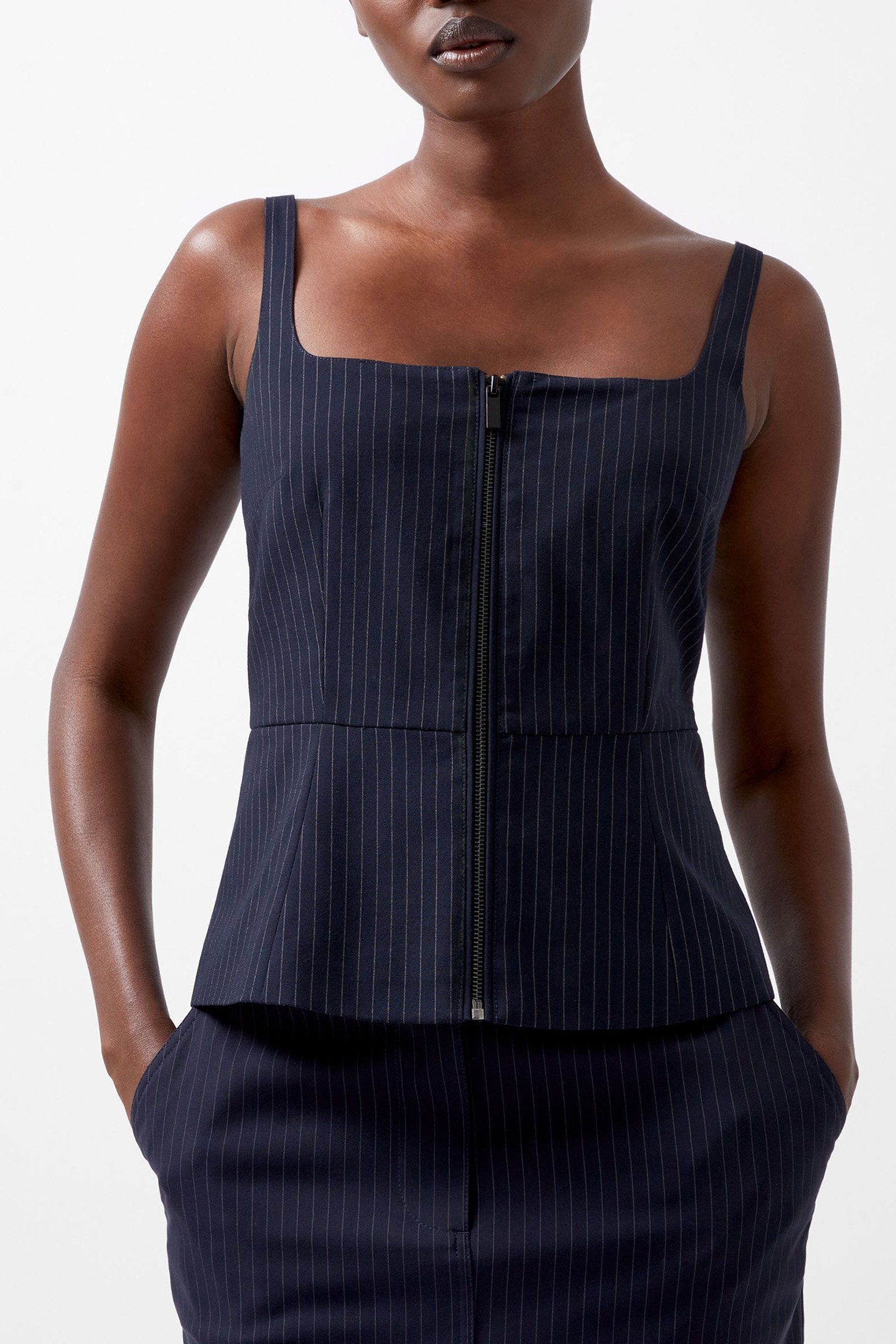 HAILEY PINSTRIPE STRAPPY TOP MARINE 1