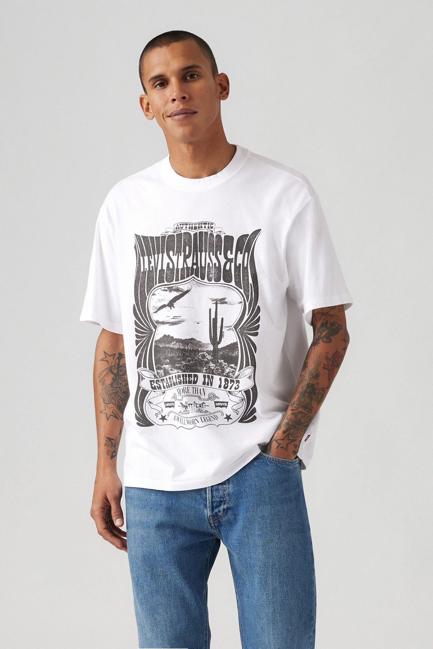 VINTAGE FIT GRAPHIC TEE CONCERT TEE WHITE 1