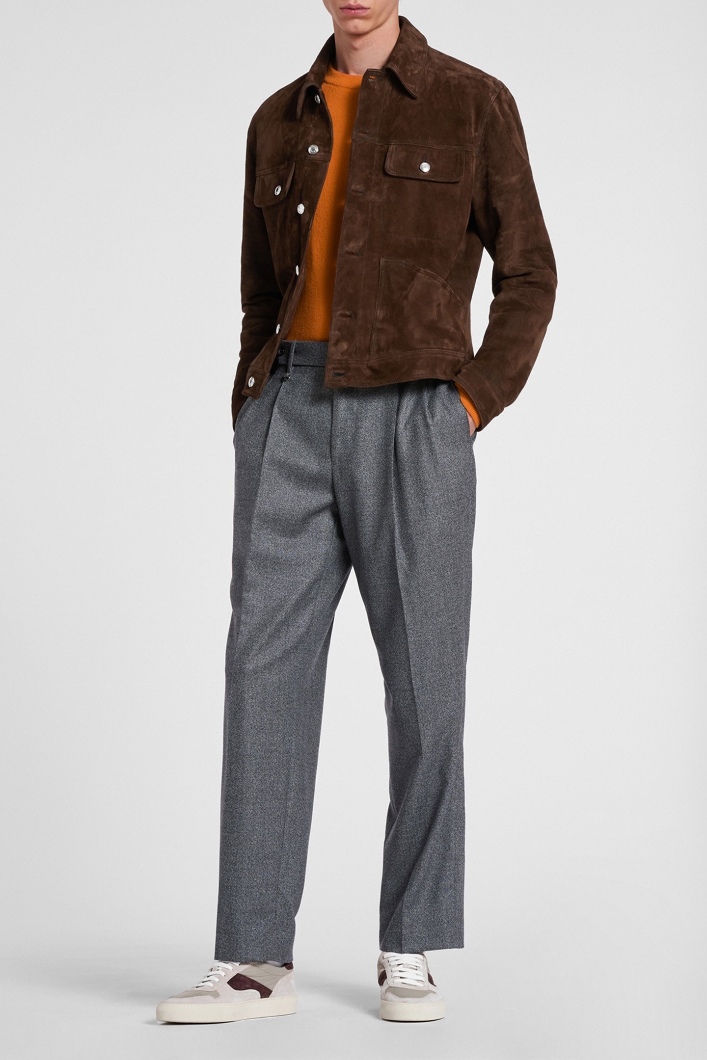 MENS SUEDE DENIM STYLE JACKET DARK BROWN 3