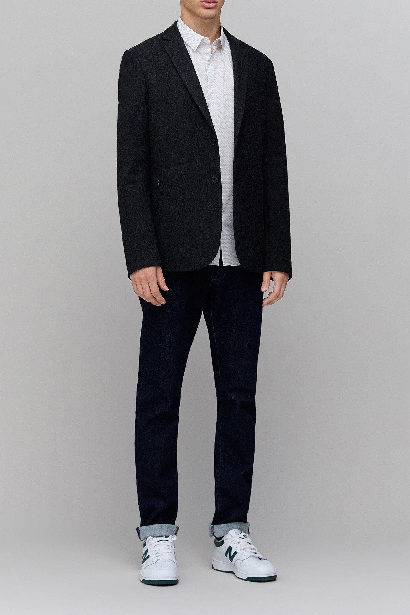 OFF-WHITE SLIM SHIRT WITH GREY POLKA DOT PRINT 5