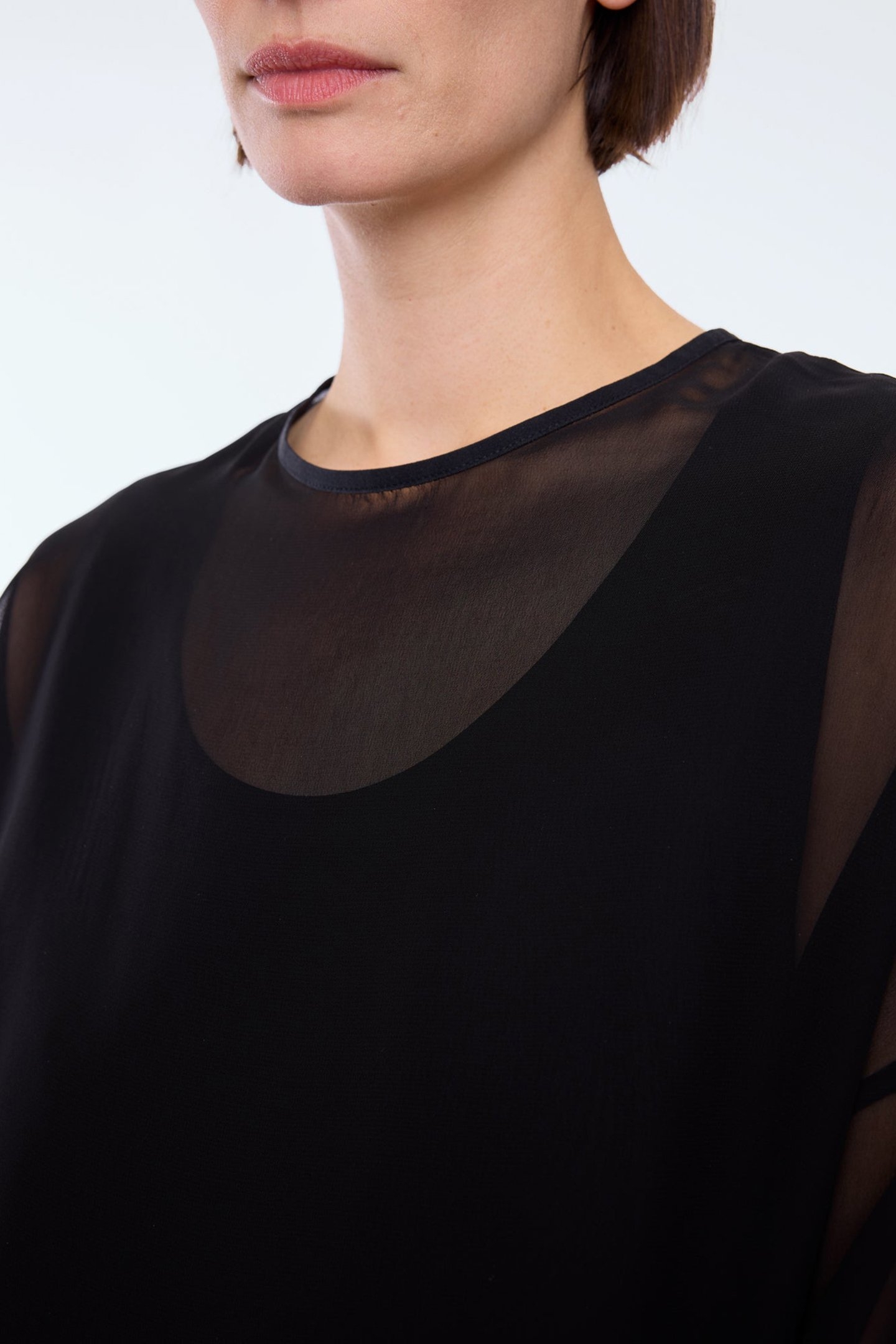 SHEER LAYERED DRESS BLACK 5