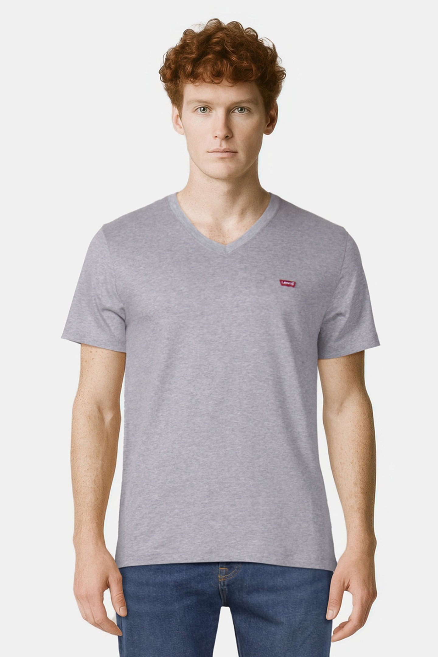 LSECLASSIC HM V NECK TEE MID TONE HEATHER GREY PK 1