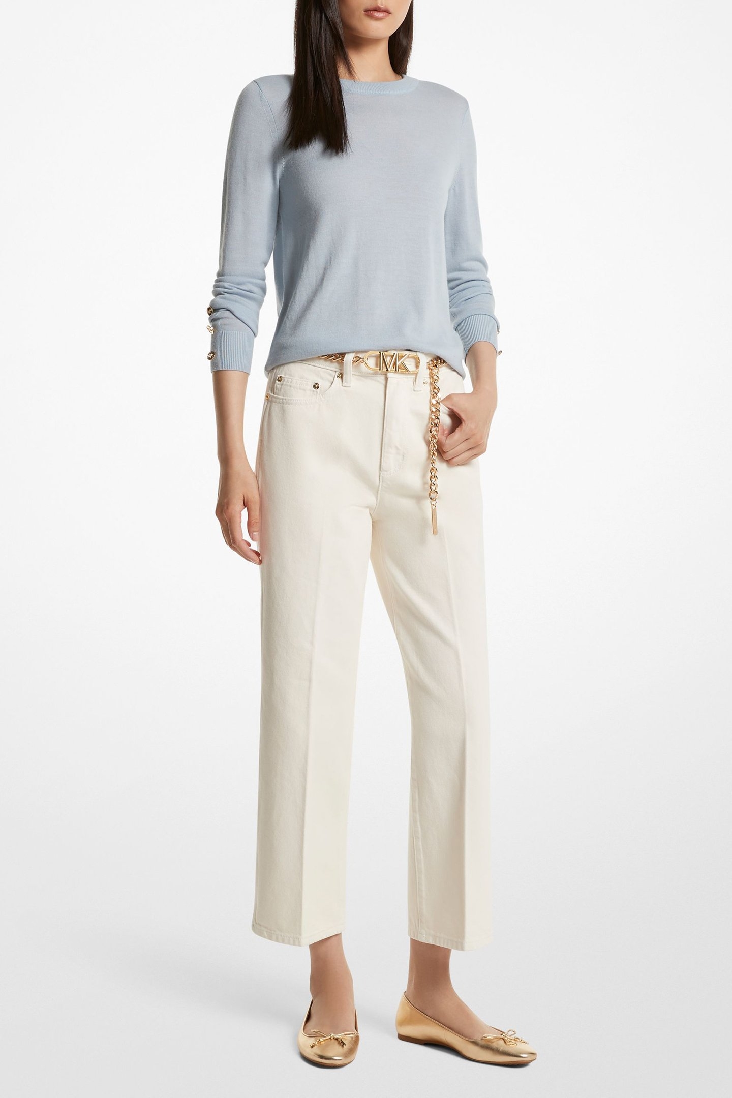 CROPPED FLARE JEAN IN ECRU CREAM 1