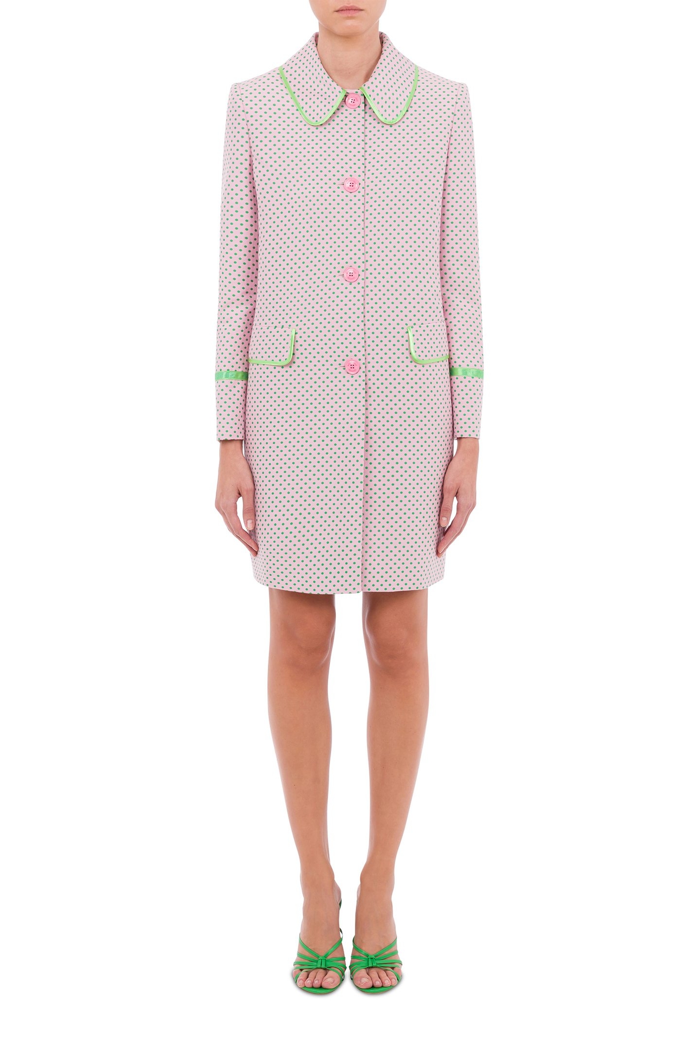 SMALL POLKA DOTS JACQUARD COAT PINK 1