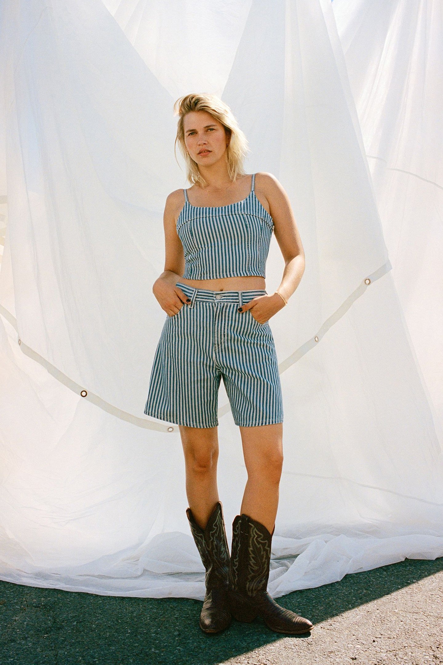 JADINE DENIM CAMI TANK MISCHA STRIPE 8