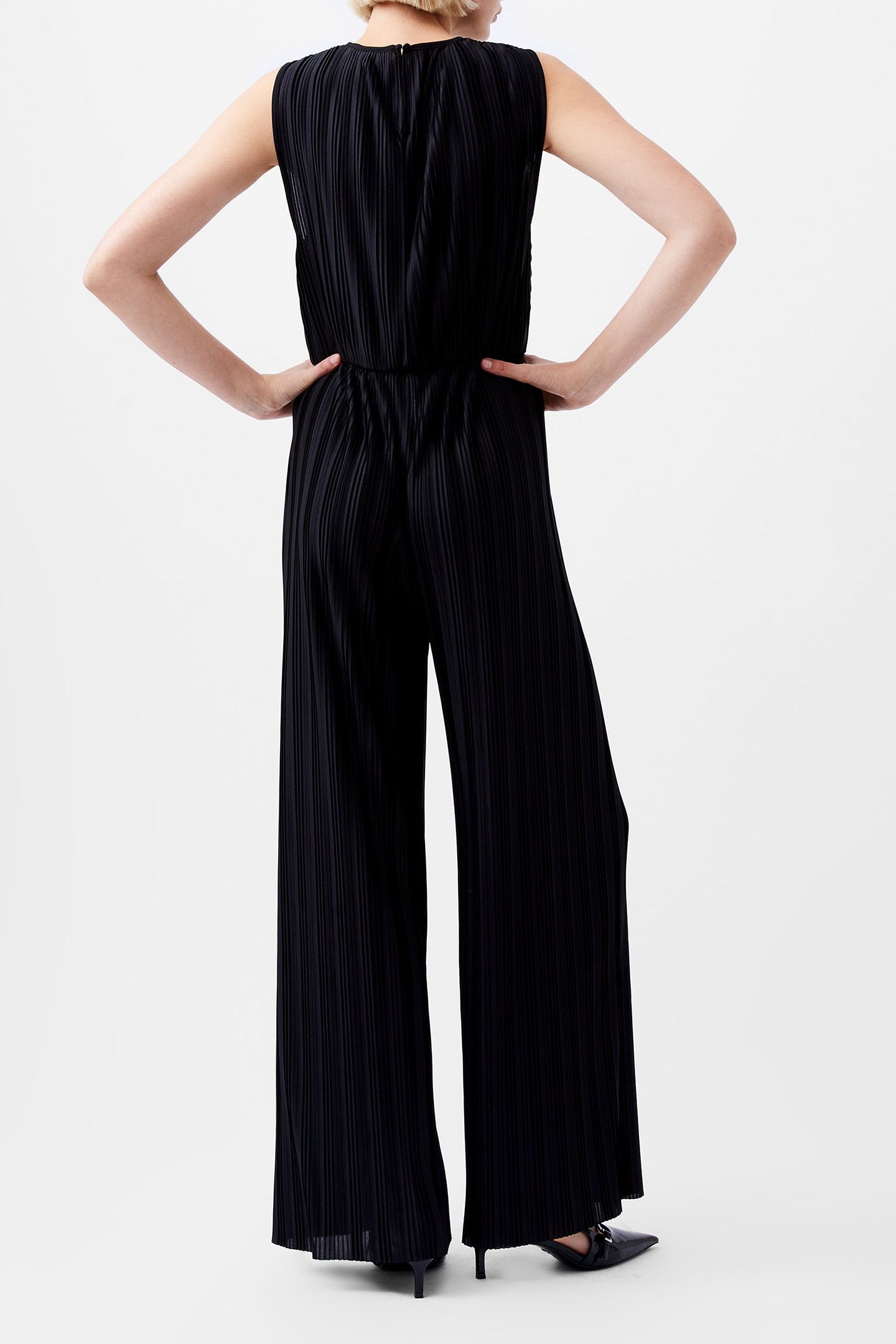 RONNIE PLEATED V NECK JUMPSUIT BLACKOUT 2