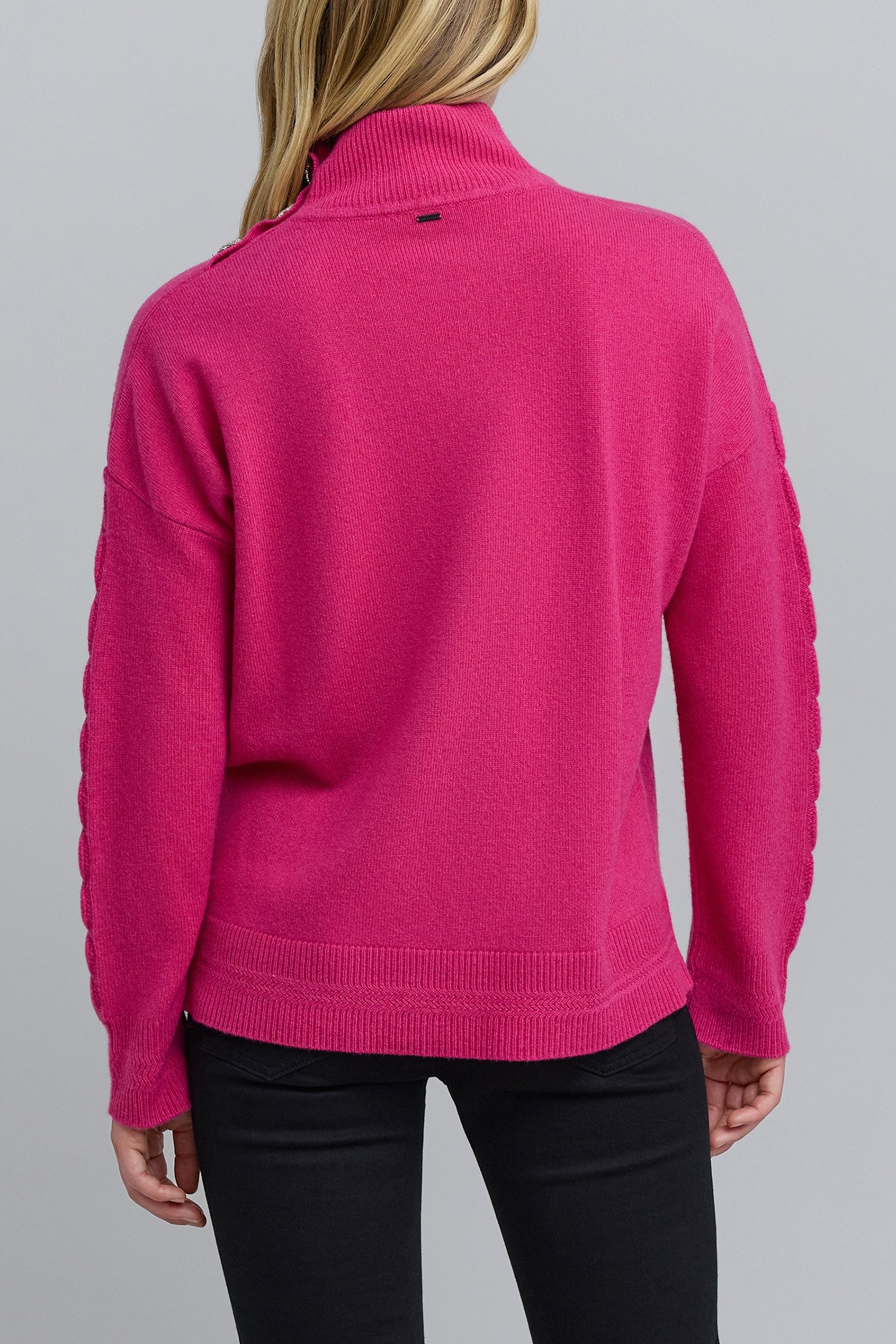 PINK KNITTED SWEATER WITH JEWELLED BUTTONS 2