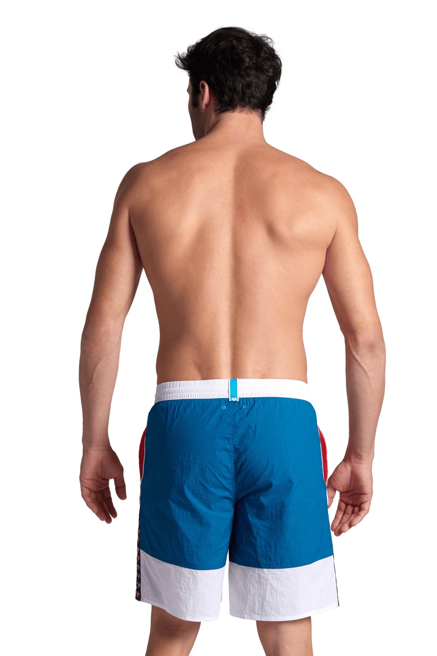 MEN'S ARENA TEAM STRIPE BERMUDA PANEL WHITE-CALYPSO CORAL-BL 2