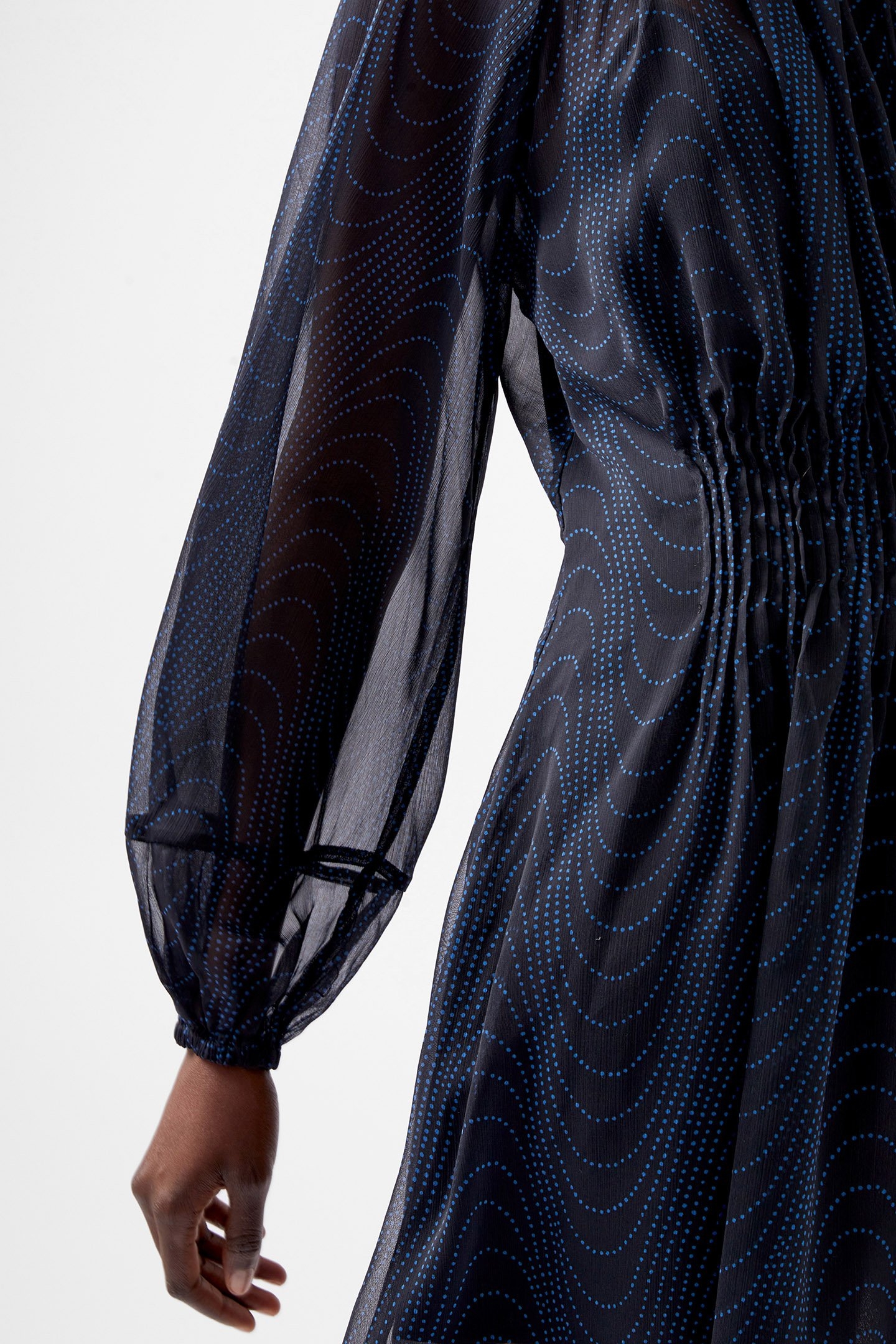 GRACE ARTEMIS LS RUFFLE DRESS BLACKOUT/CHROME BLUE 4