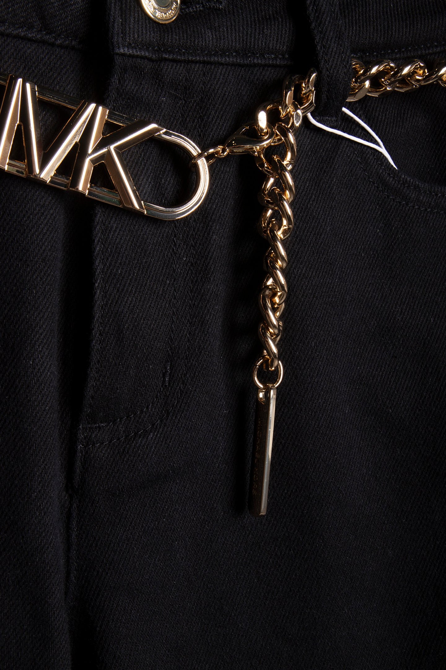 FLARED DENIM JEANS WITH CHAIN BELT IN BLACK 4