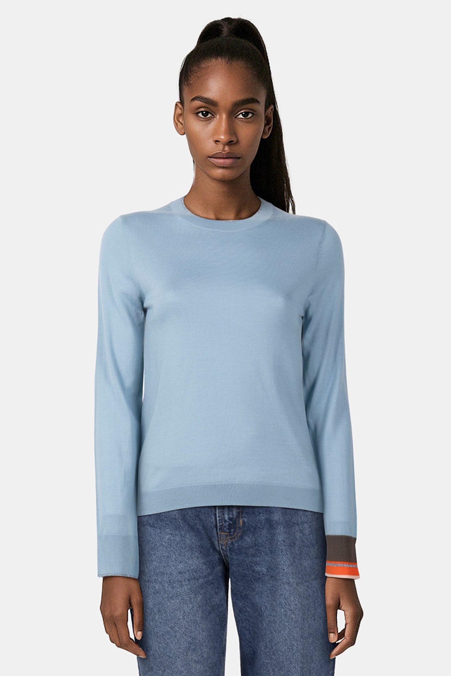 KNITTED SWEATER CREW NECK GREYISH BLUE 1