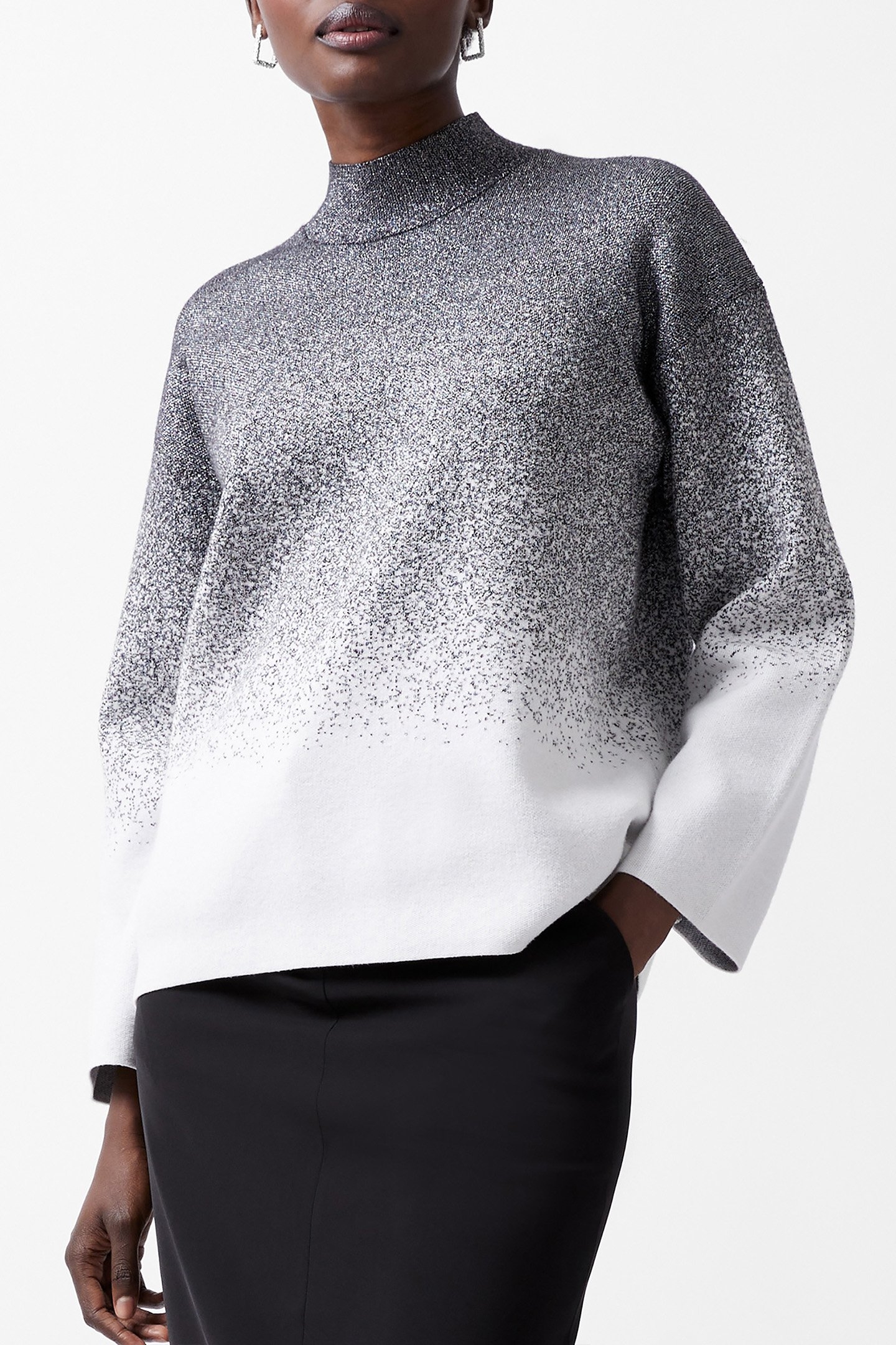 KDAY GRADIENT LS JUMPER BLACKOUT/LINEN WHITE 1