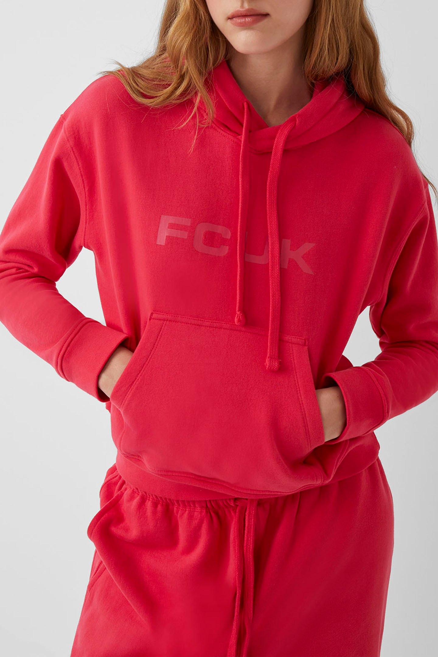 FCUK SHRUNKEN HOODIE VIRTUAL PINK 1