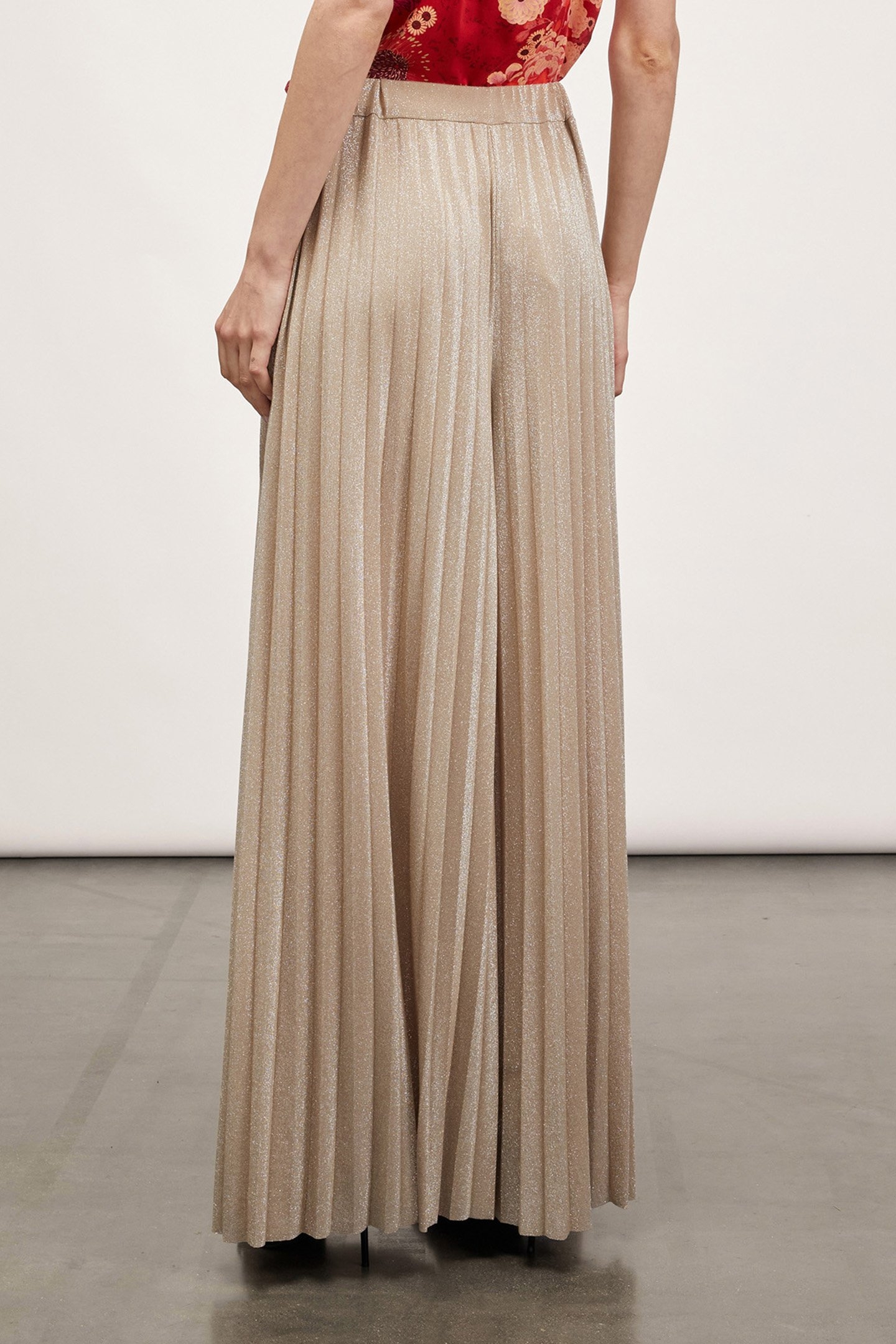 LUREX JERSEY PLEATED TROUSERS BEIGE 2