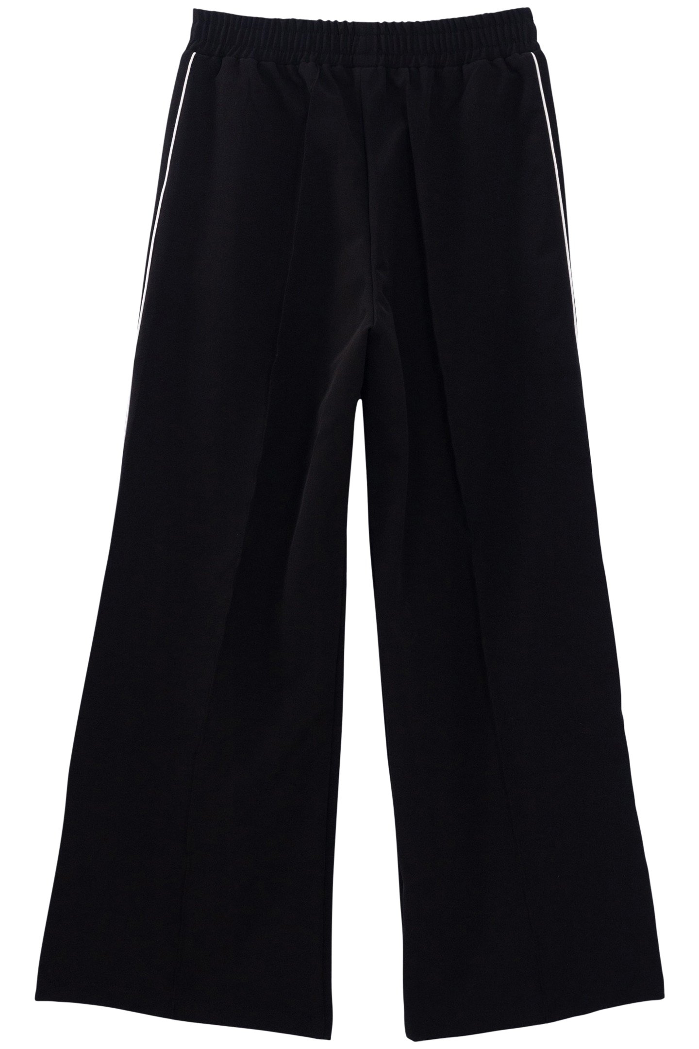 BLACK WIDE-LEG PANTS WITH ECRU BIAS ON SIDES FOR GIRLS 1