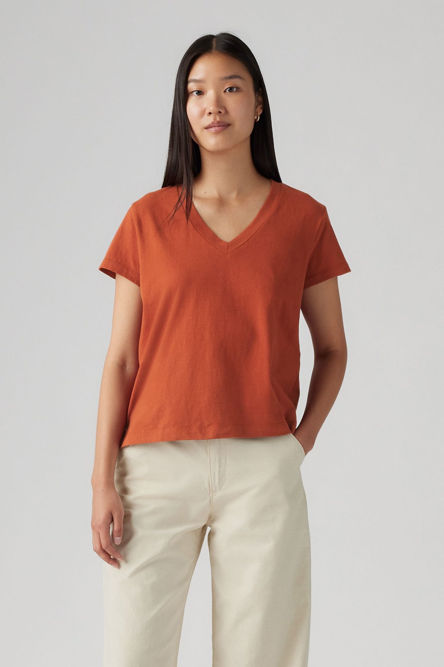 BOXY VNECK TEE PICANTE SLUB 1