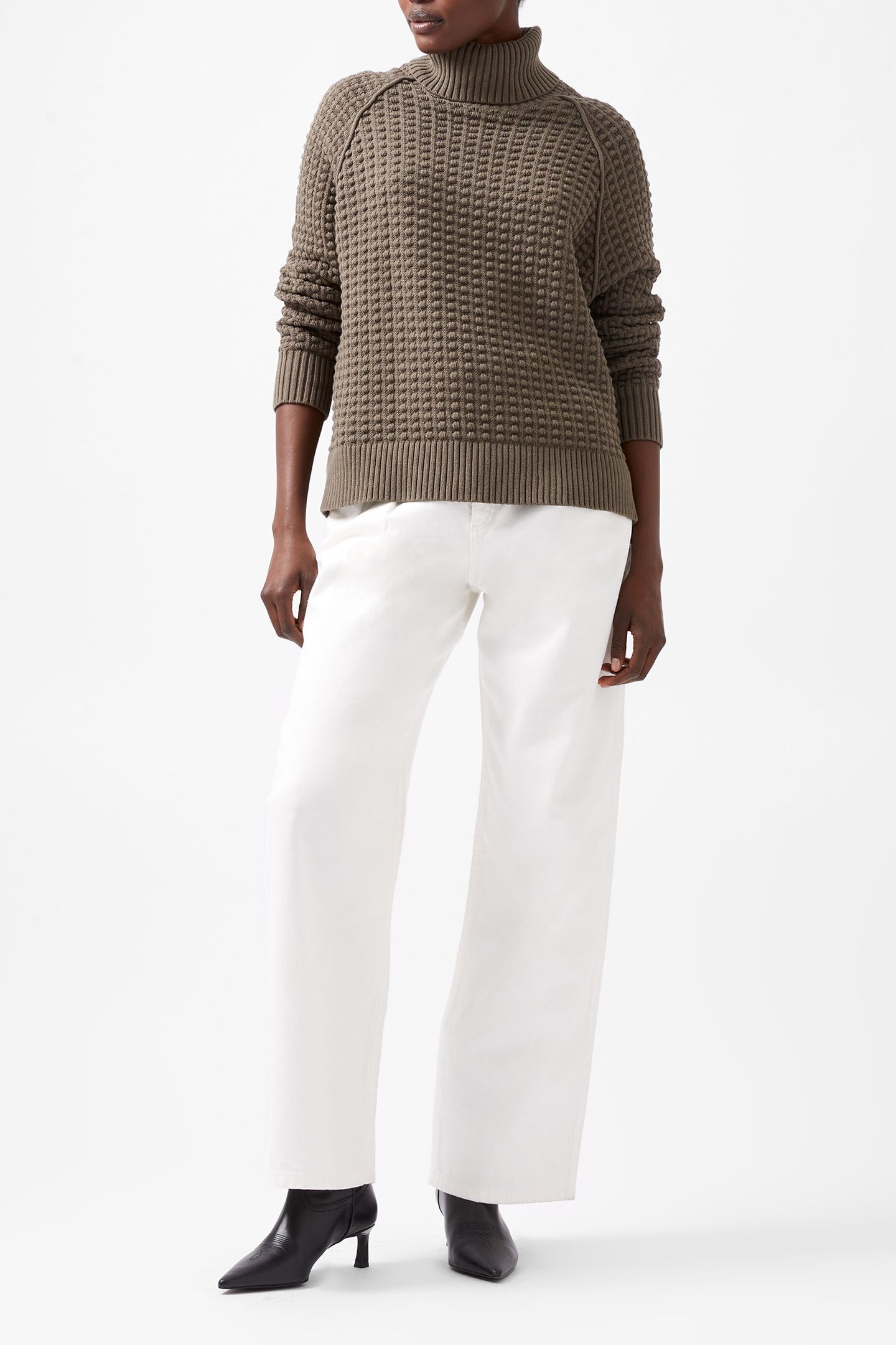 KEYA POPCORN KNIT MOZART JUMPR TARMAC KHAKI 1