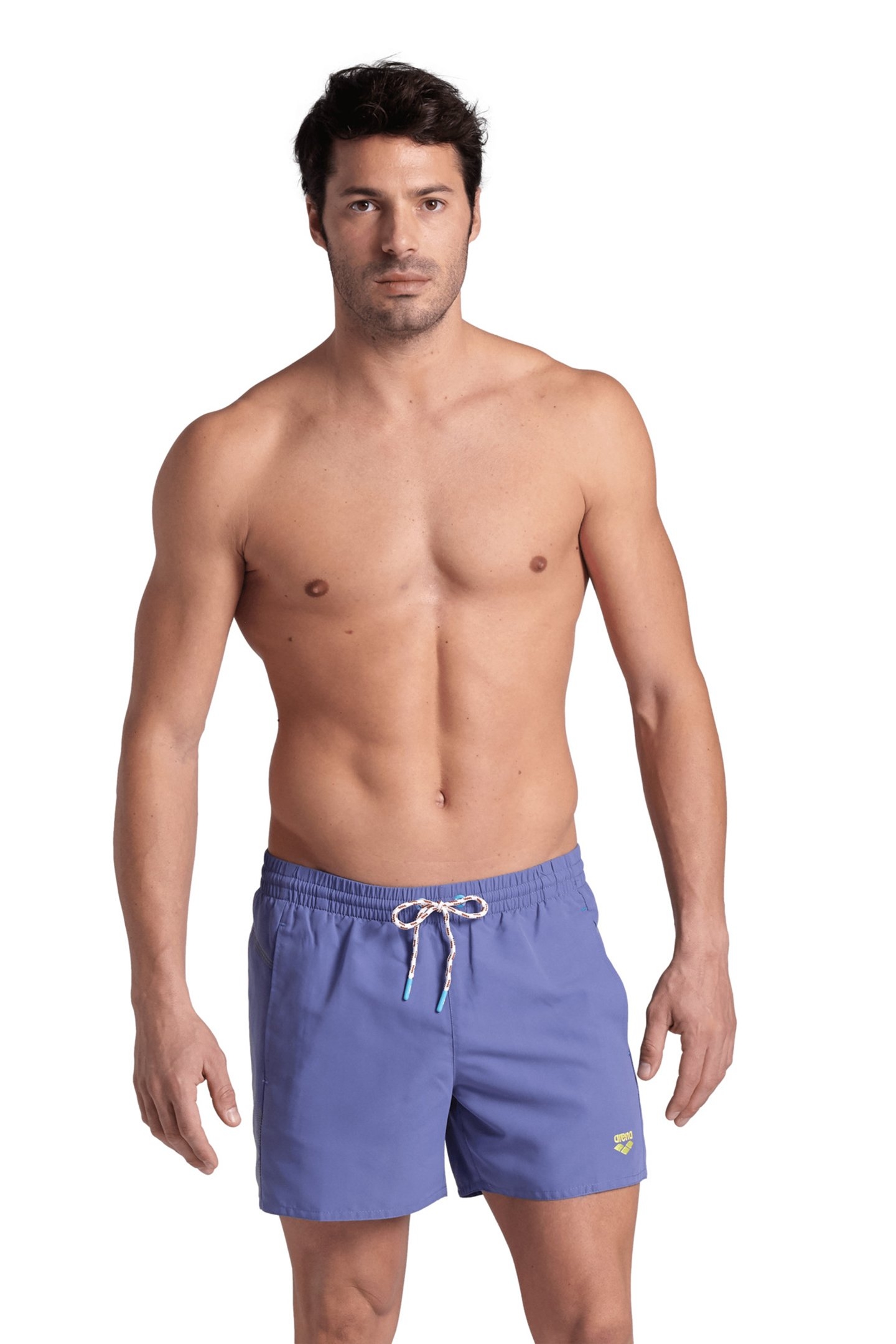 MEN'S ARENA PRO_FILE BEACH SHORT LOGO PURPLE BLUE-SOFT GREEN 1