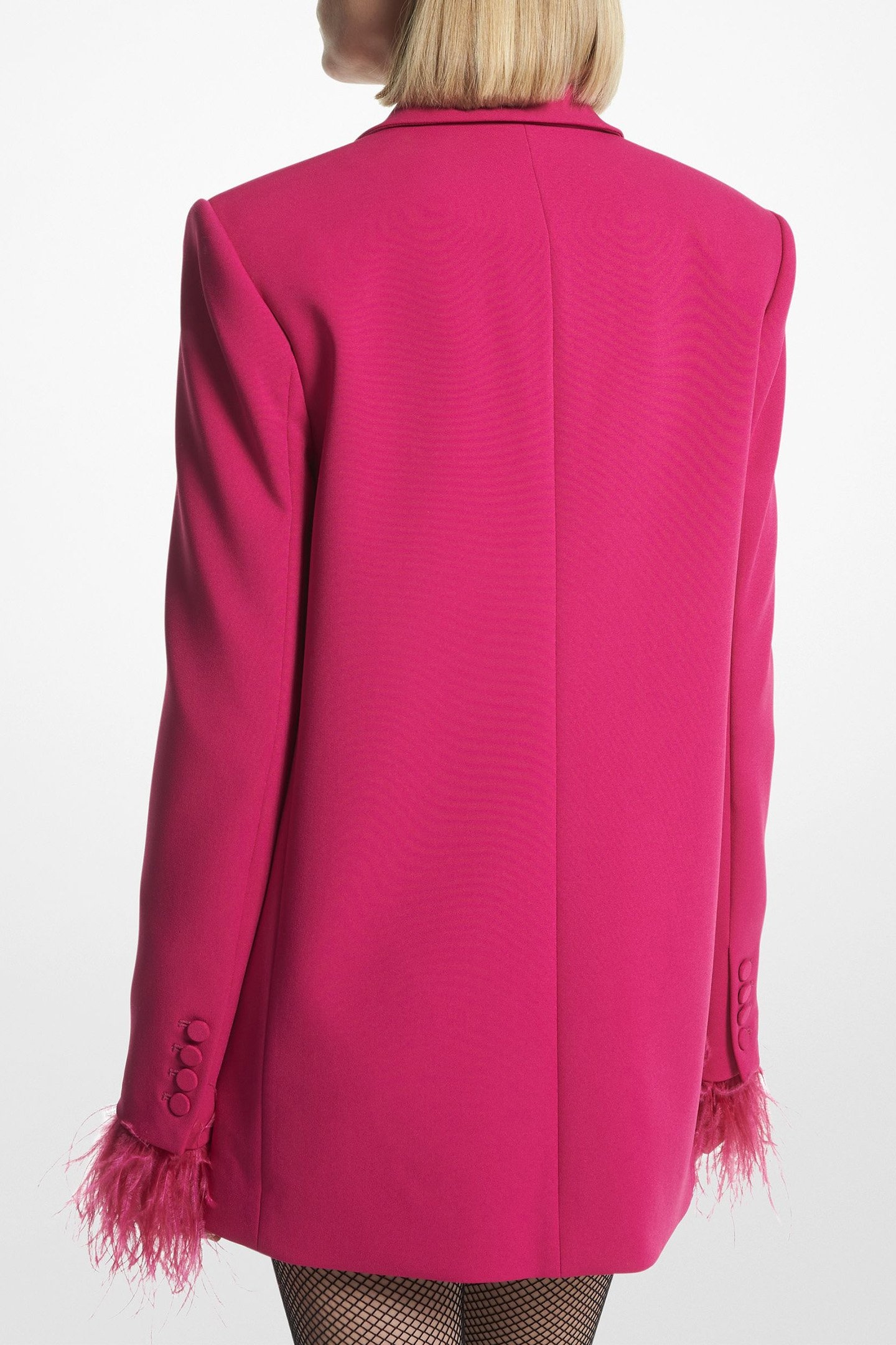 FEATHER DETAIL BLAZER IN FUSCHIA 2