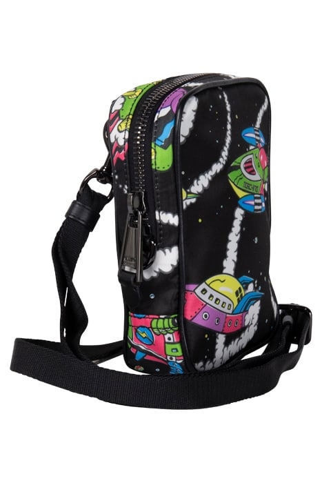 MOSCHINO SPACESHIPS NYLON SHOULDER BAG BLACK 4