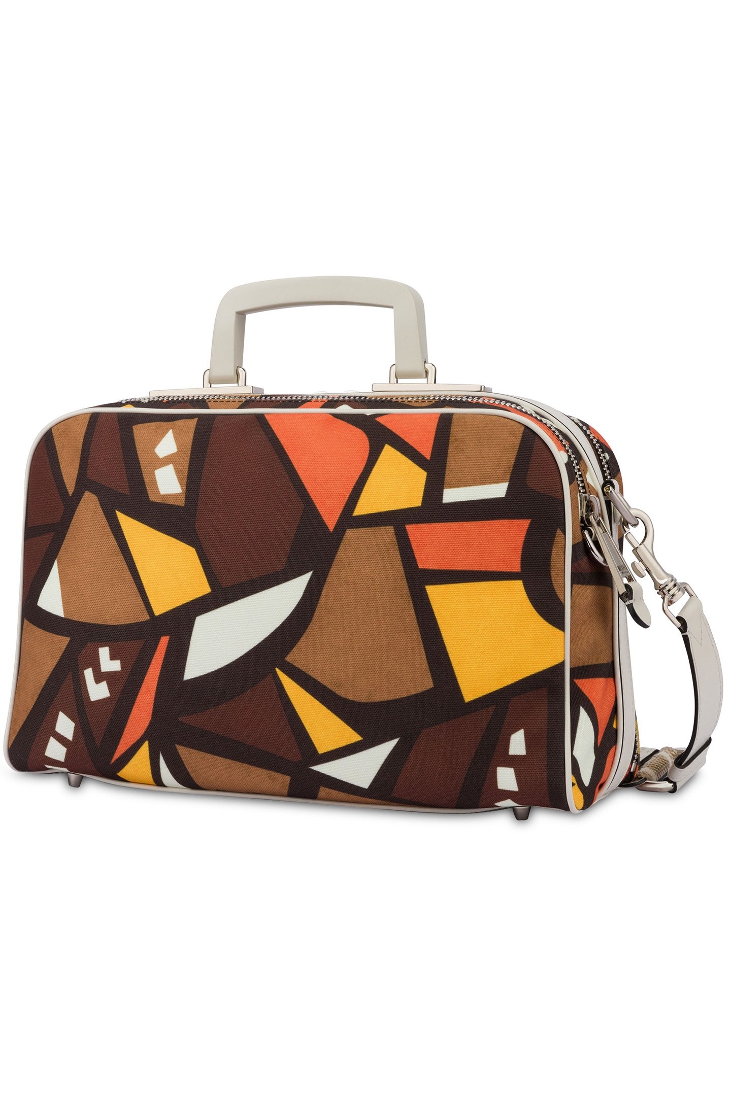 SHOULDER BAG IN WOOD PRINT CANVAS BROWN 2