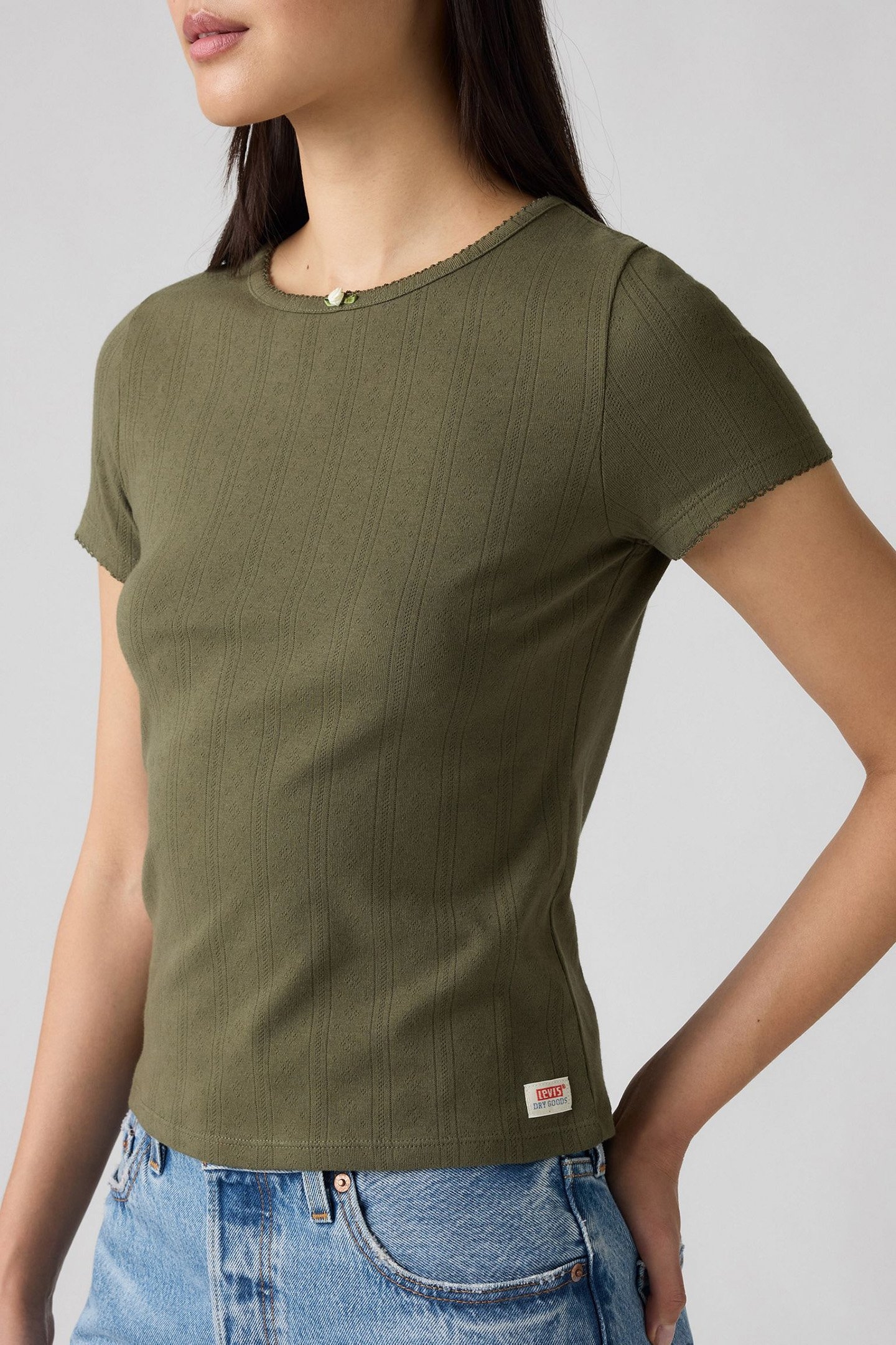 DRY GOODS POINTELLE TEE OLIVE NIGHT 4
