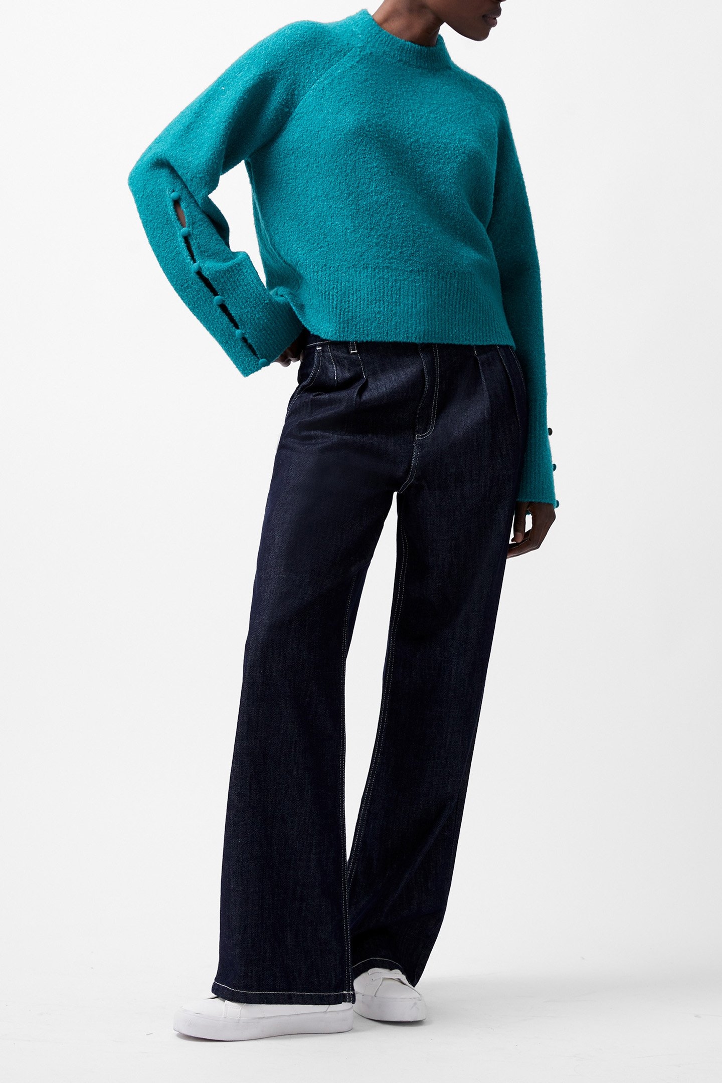 MELISSA BOUCLE LS JUMPER DARK TEAL 1