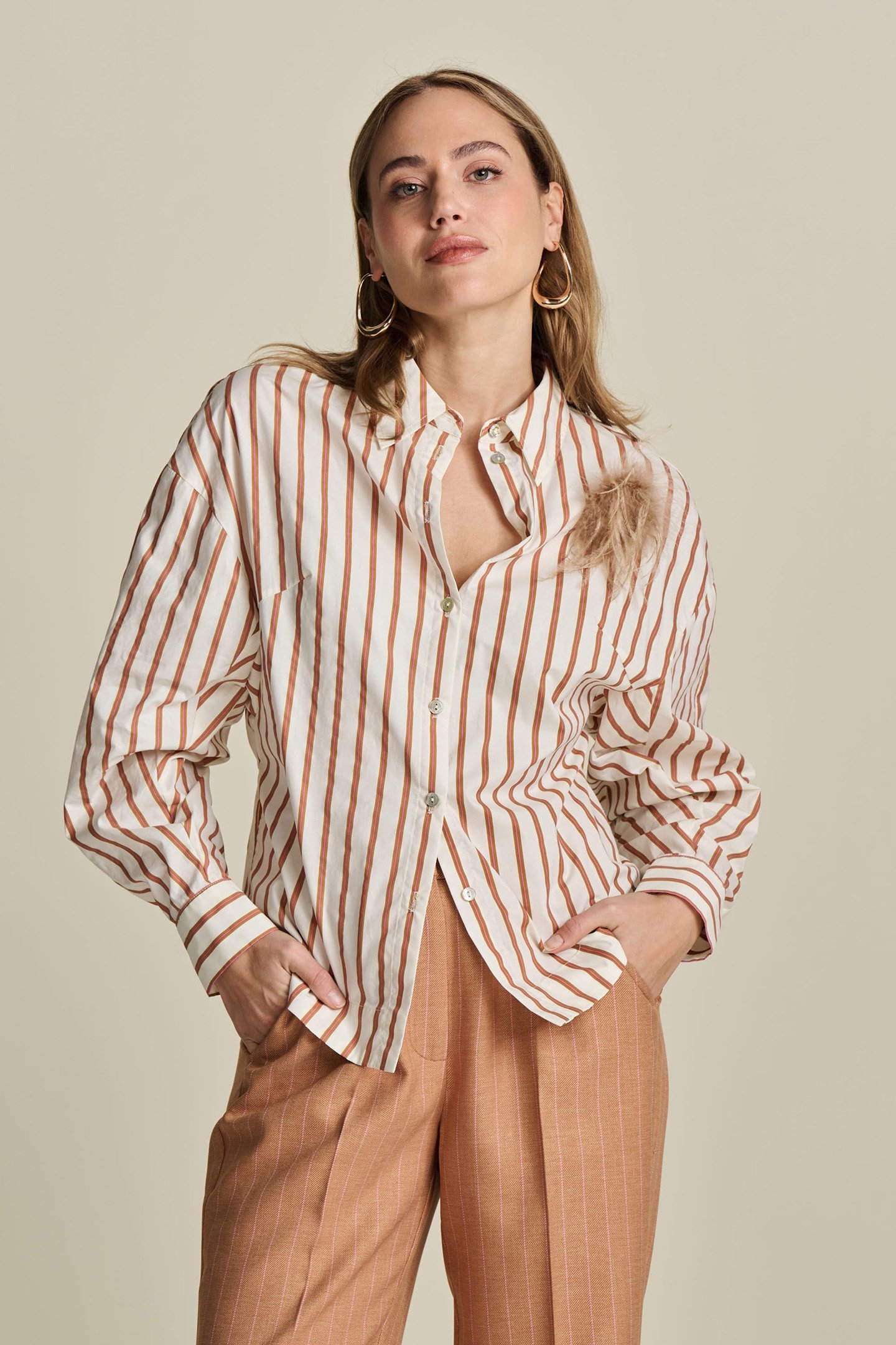 BLOUSE - STRIPED POPLIN WHITE 1