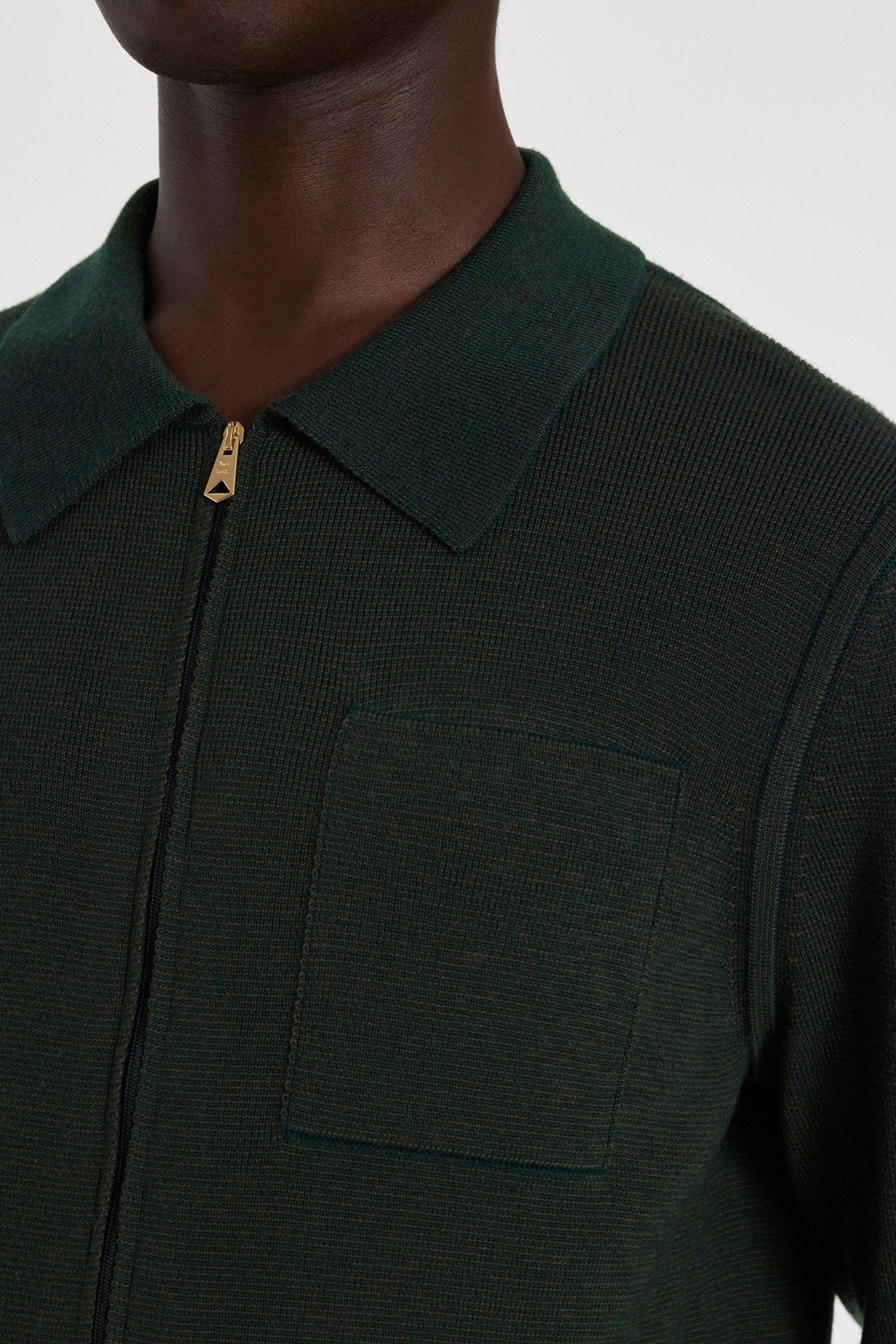 MENS CARDIGAN ZIP THRU BOTTLE GREEN 6